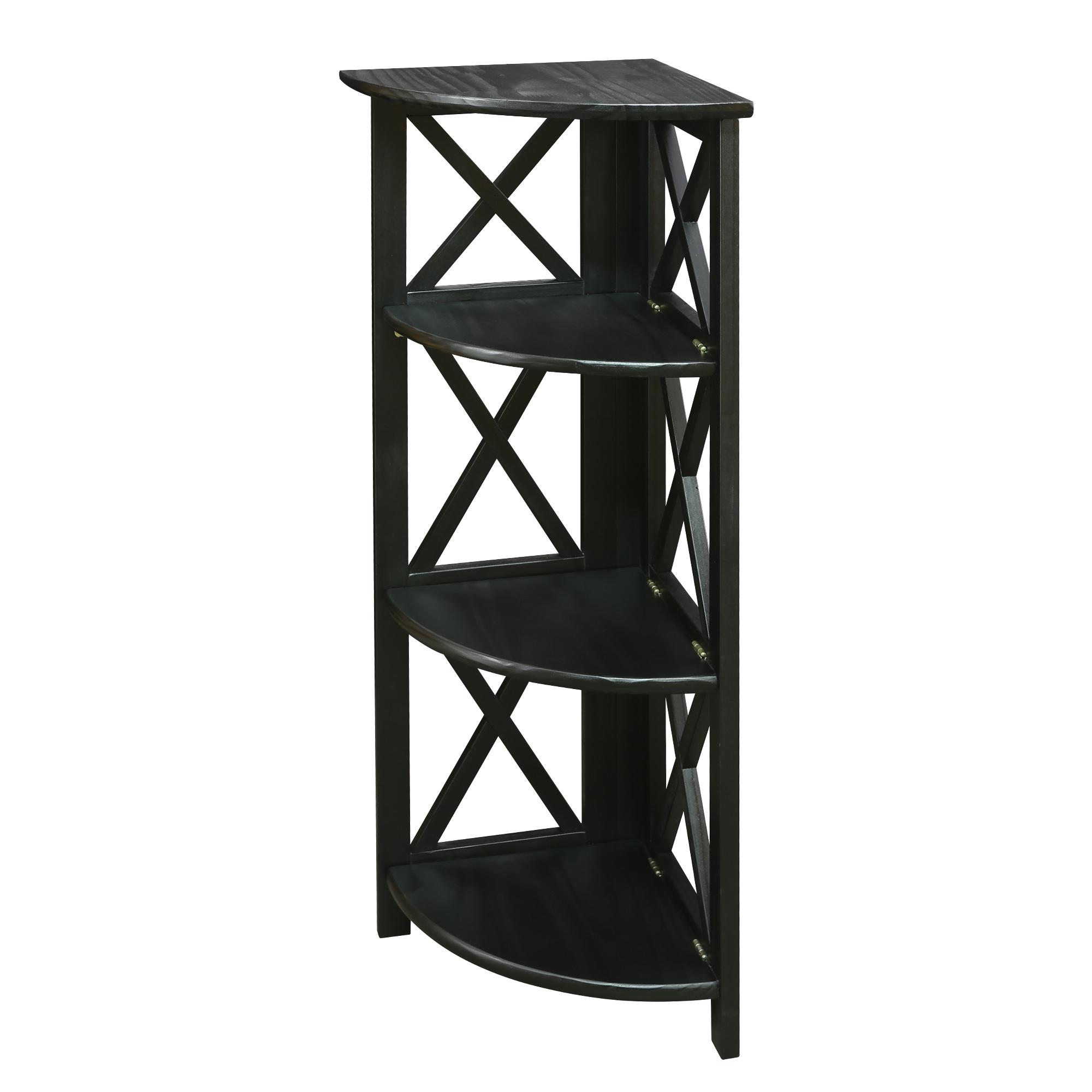 Casual Home Montego 3 Shelf Corner Folding Bookcase with Mantel Top