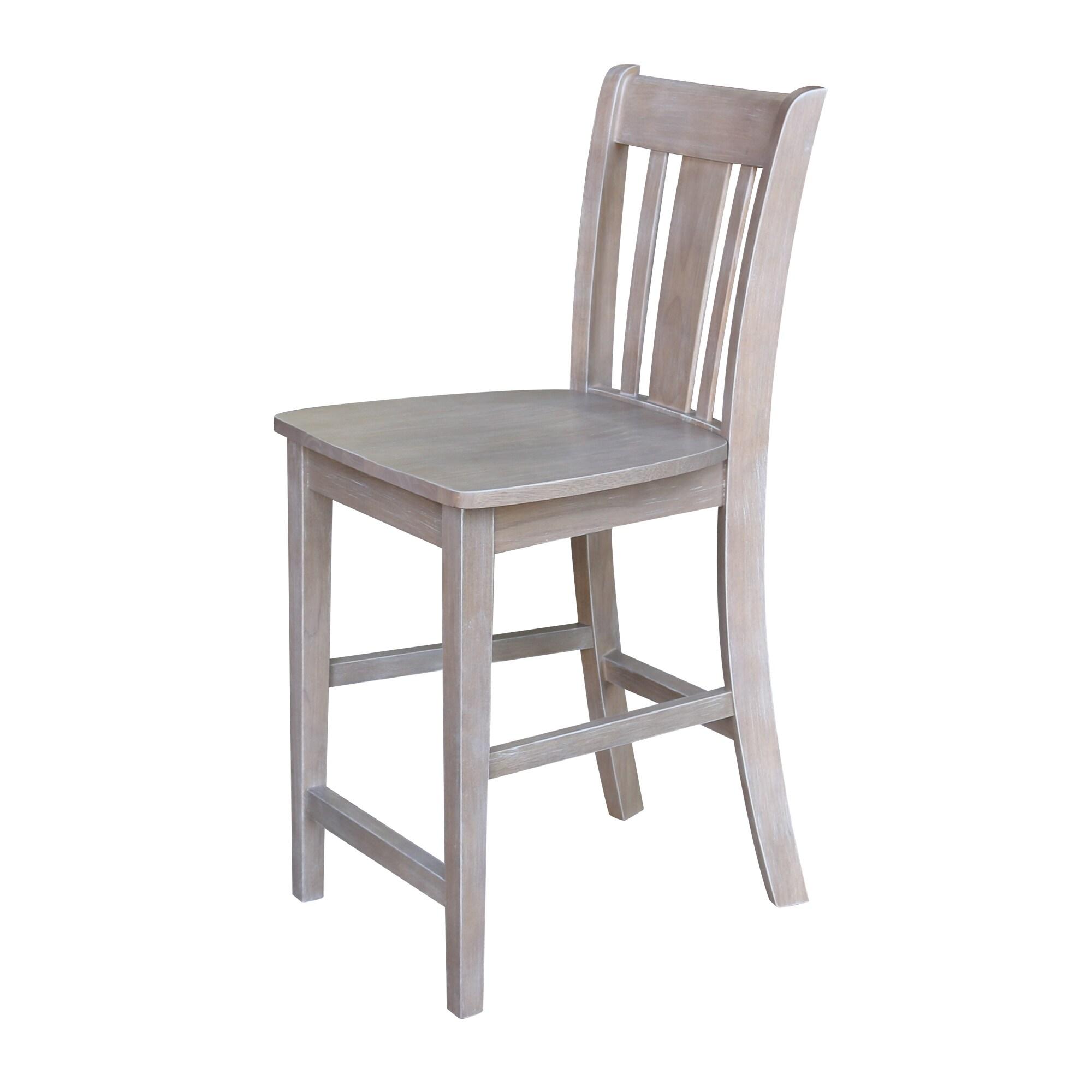 24" San Remo Counter Height Barstool Washed Gray Taupe - International Concepts: Solid Wood, No Assembly Required