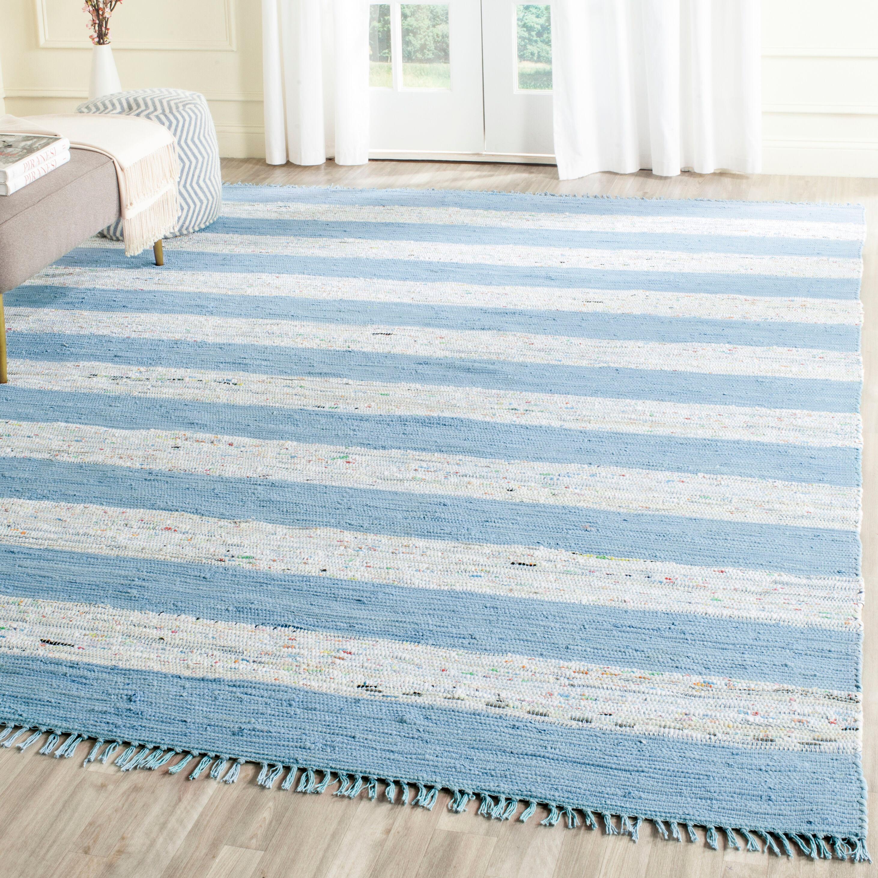 Montauk MTK720 Hand Woven Indoor Area Rug - Ivory/Turquoise - 4'x6' - Safavieh.
