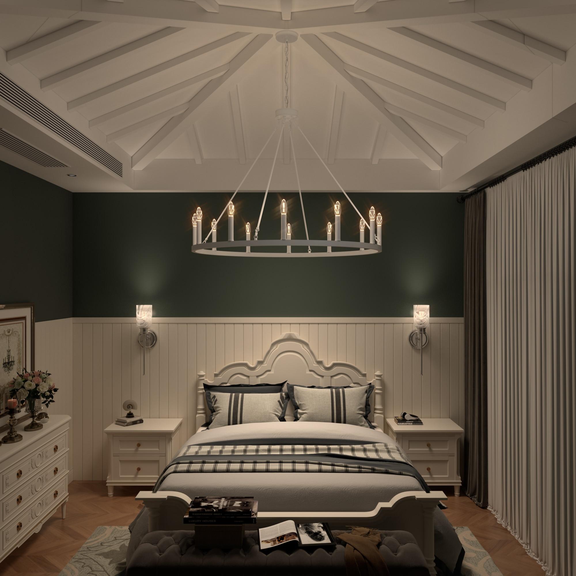 Acroma  12-light Farmhouse 40In Wagon Wheel Chandelier - 40'' D x 138'' H Nickel Dust Matte Nickel, Painted N/A