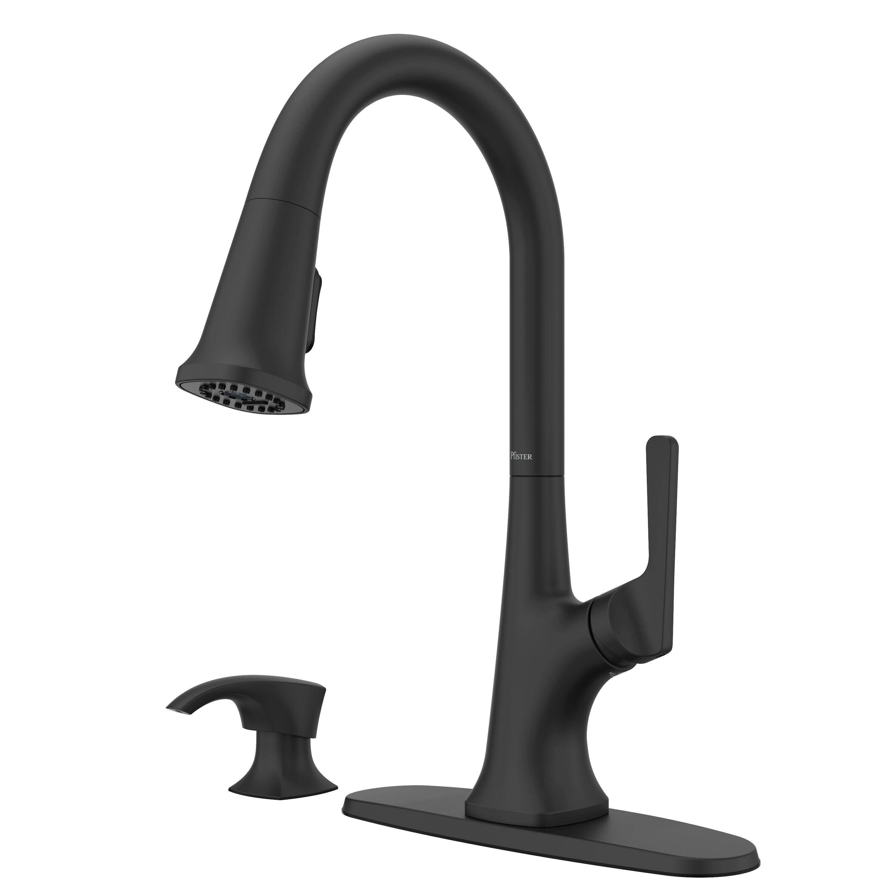 Ridgeline Matte Black Pull-Down Kitchen Faucet with Soap Dispenser