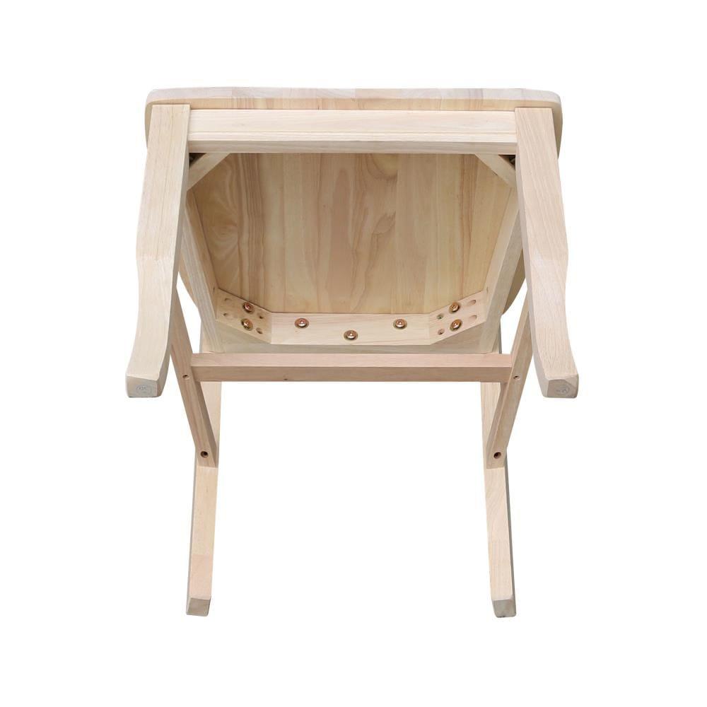 Set Of 2 Double X Back Chair Unfinished - International Concepts: Solid Wood, Armless, Unupholstered