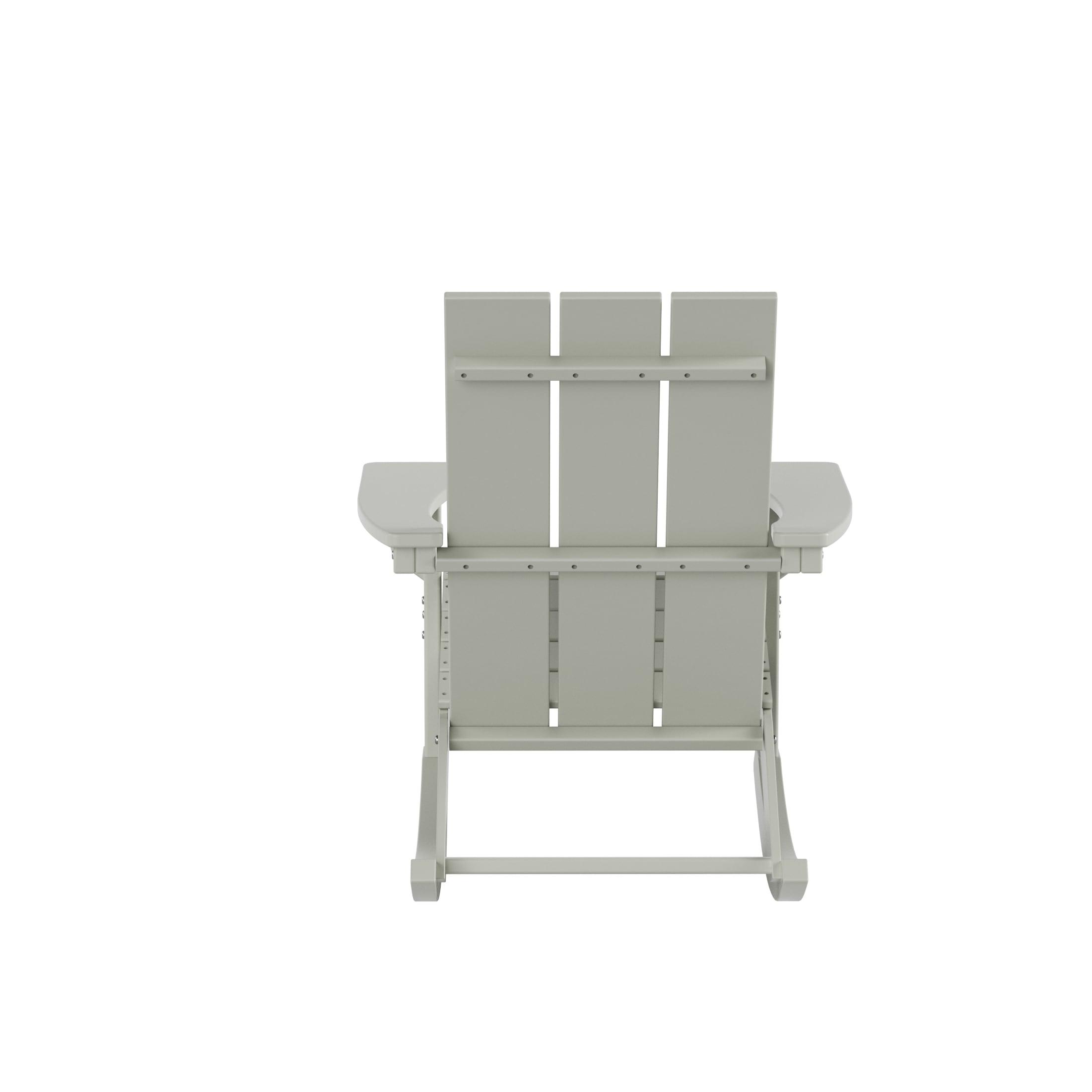 Polytrends  Shoreside Modern Eco-Friendly All Weather Poly Adirondack Rocking Chair Sand