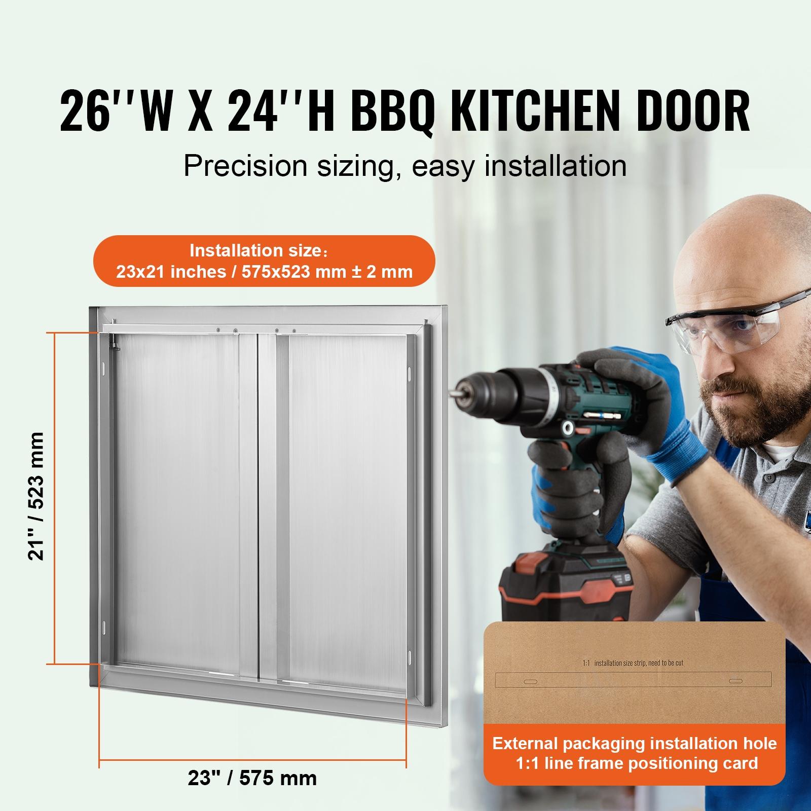 VEVOR 26x24 Inch BBQ Island Access Door Outdoor Kitchen Door Stainless Steel