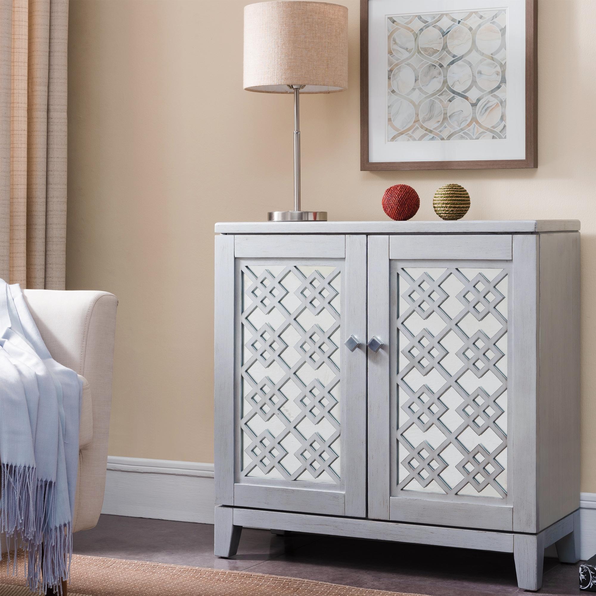 Leick Diamond Mirrored Wood Console Table in Silver Leaf