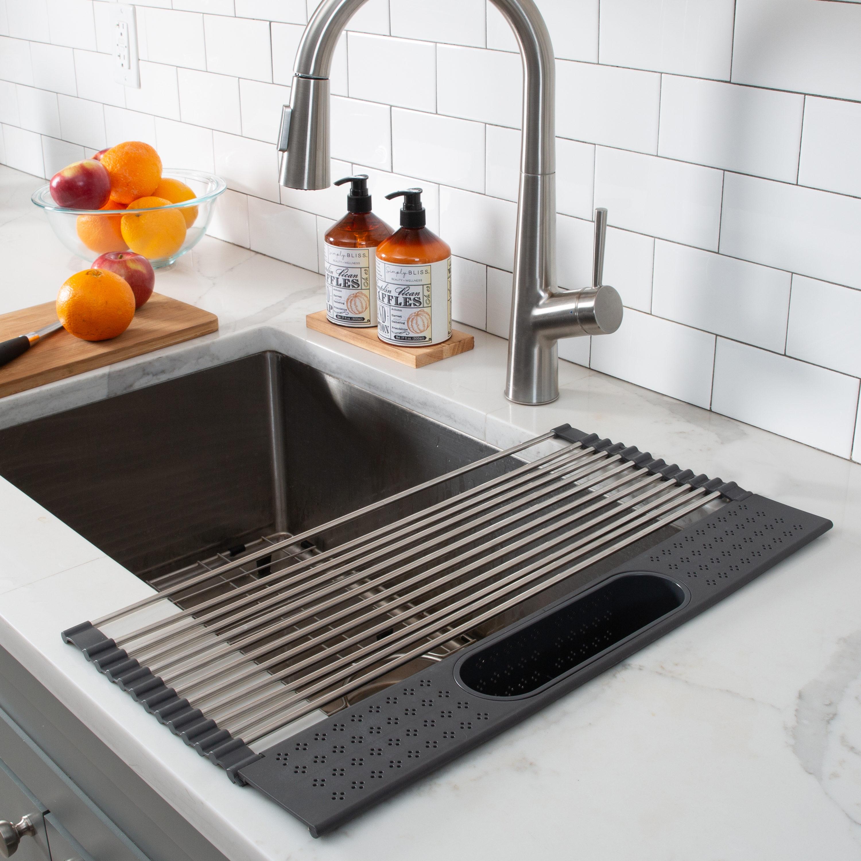 Kitchen Details Adjustable Stainless Steel Over The Sink Dish Rack
