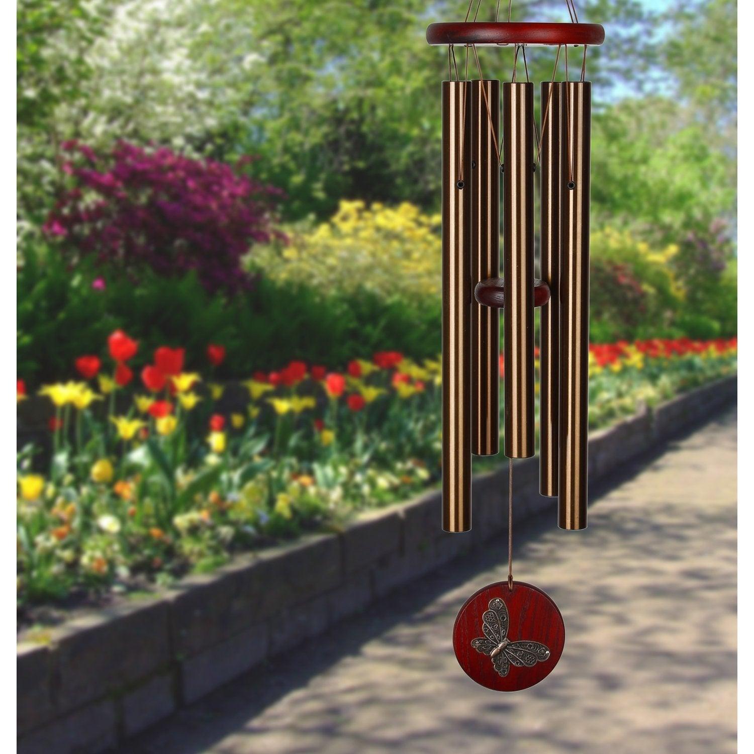 Woodstock Windchimes Habitats Butterfly, Bronze, Wind Chimes For Outside, Wind Chimes For Garden, Patio, and Outdoor Decor, 26"L