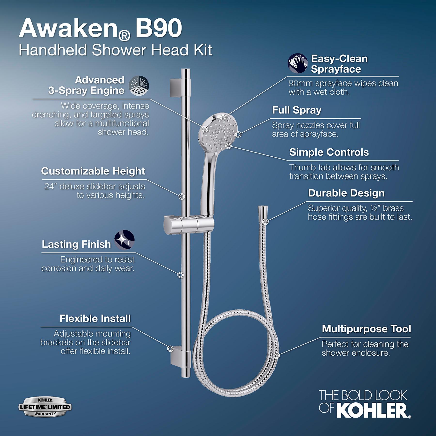 Awaken B90 1.75 GPM Handshower Kit