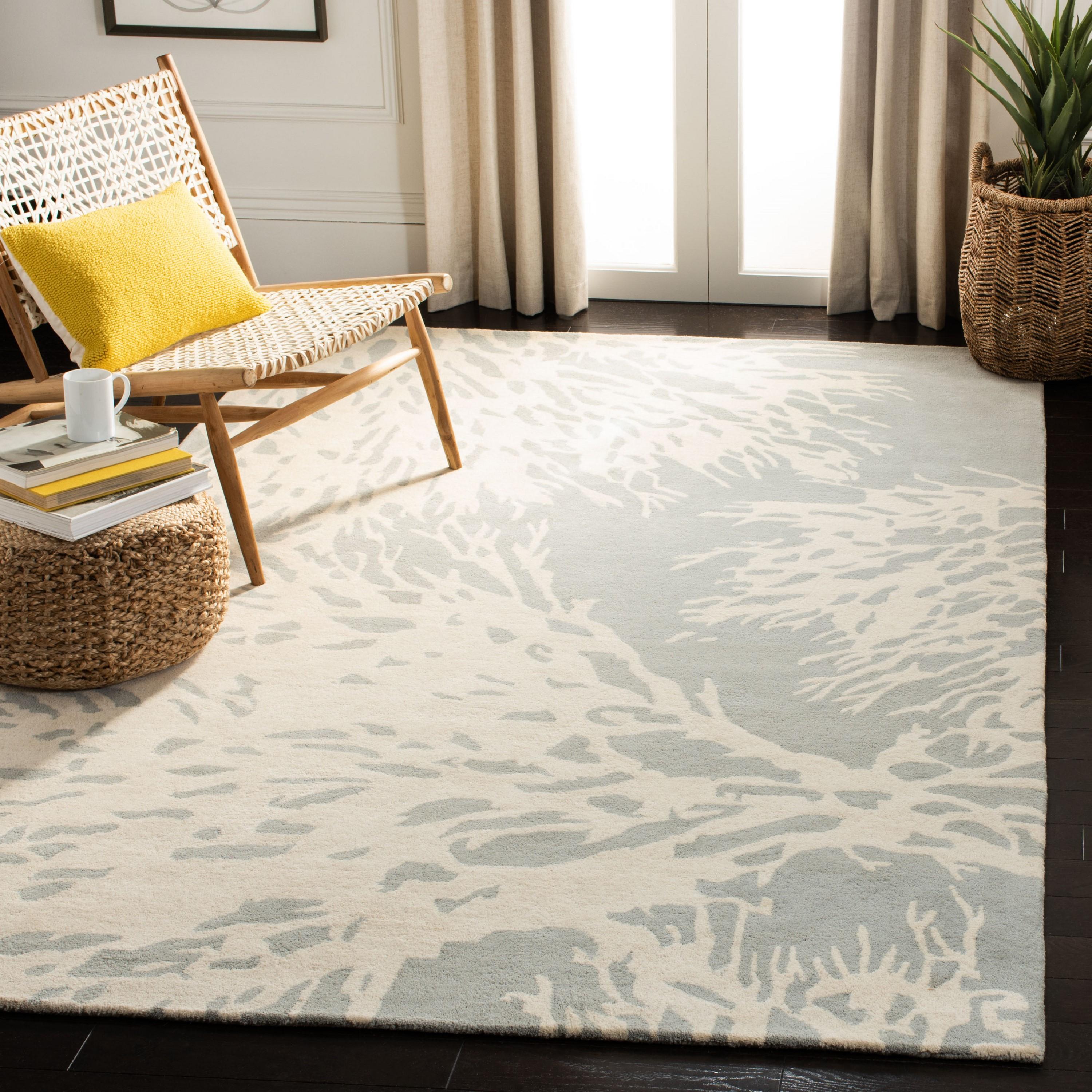 Bella BEL115 Hand Tufted Area Rug - Grey/Ivory - 7'x7' - Safavieh.