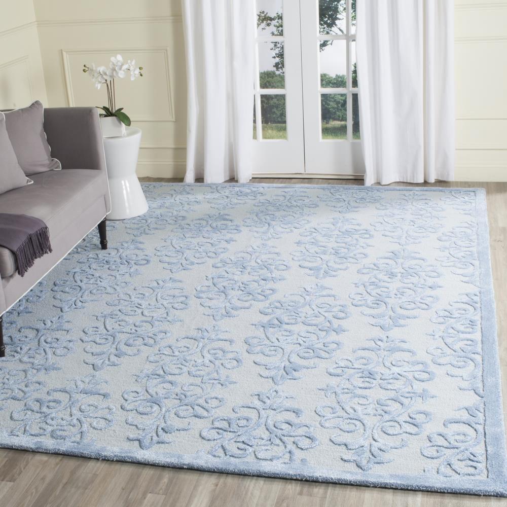Bella BEL127 Hand Tufted Area Rug - Blue - 5'x5' - Safavieh.