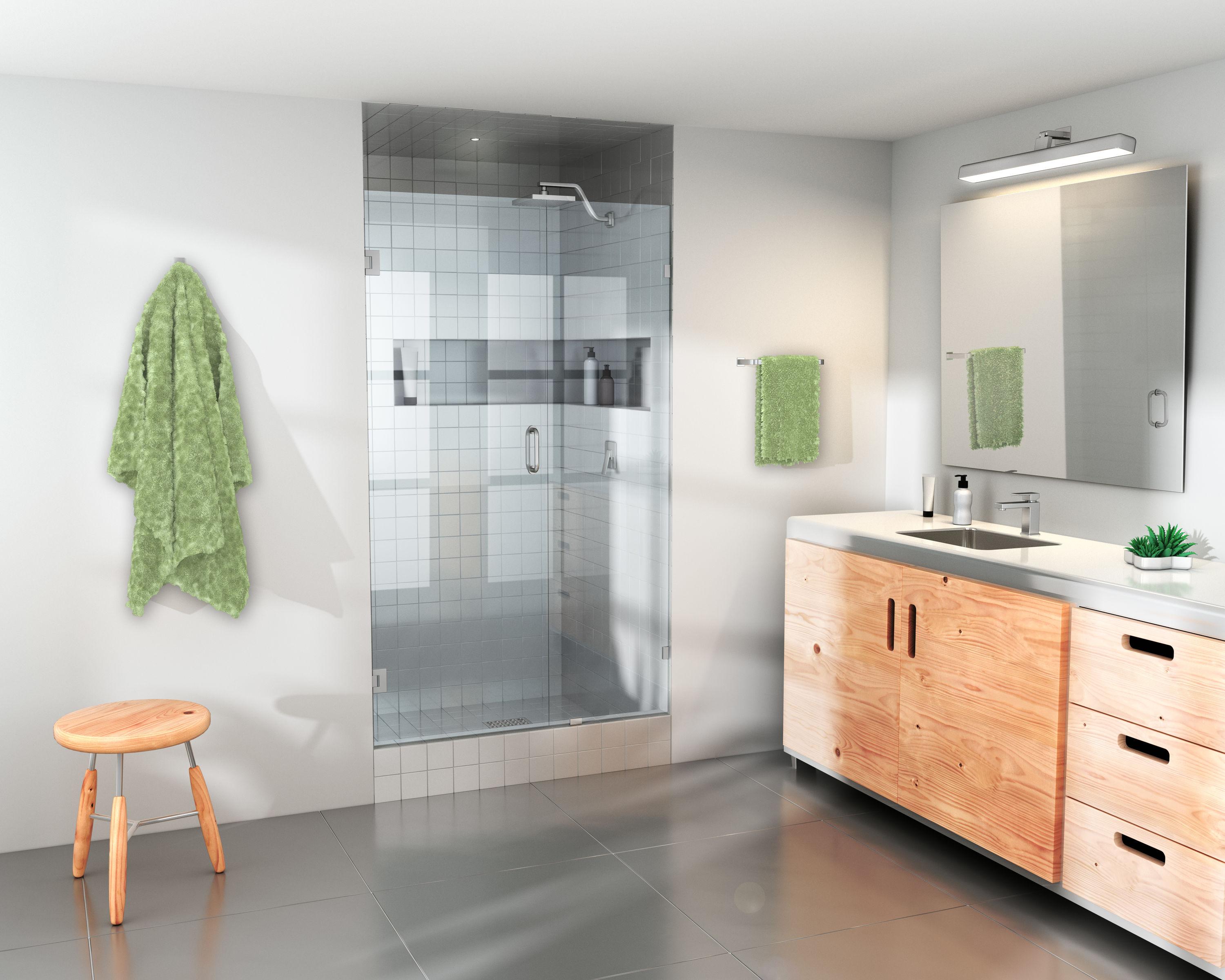 Illume 37.75 in. x 78 in. Fully Frameless Wall Hinge Shower Door