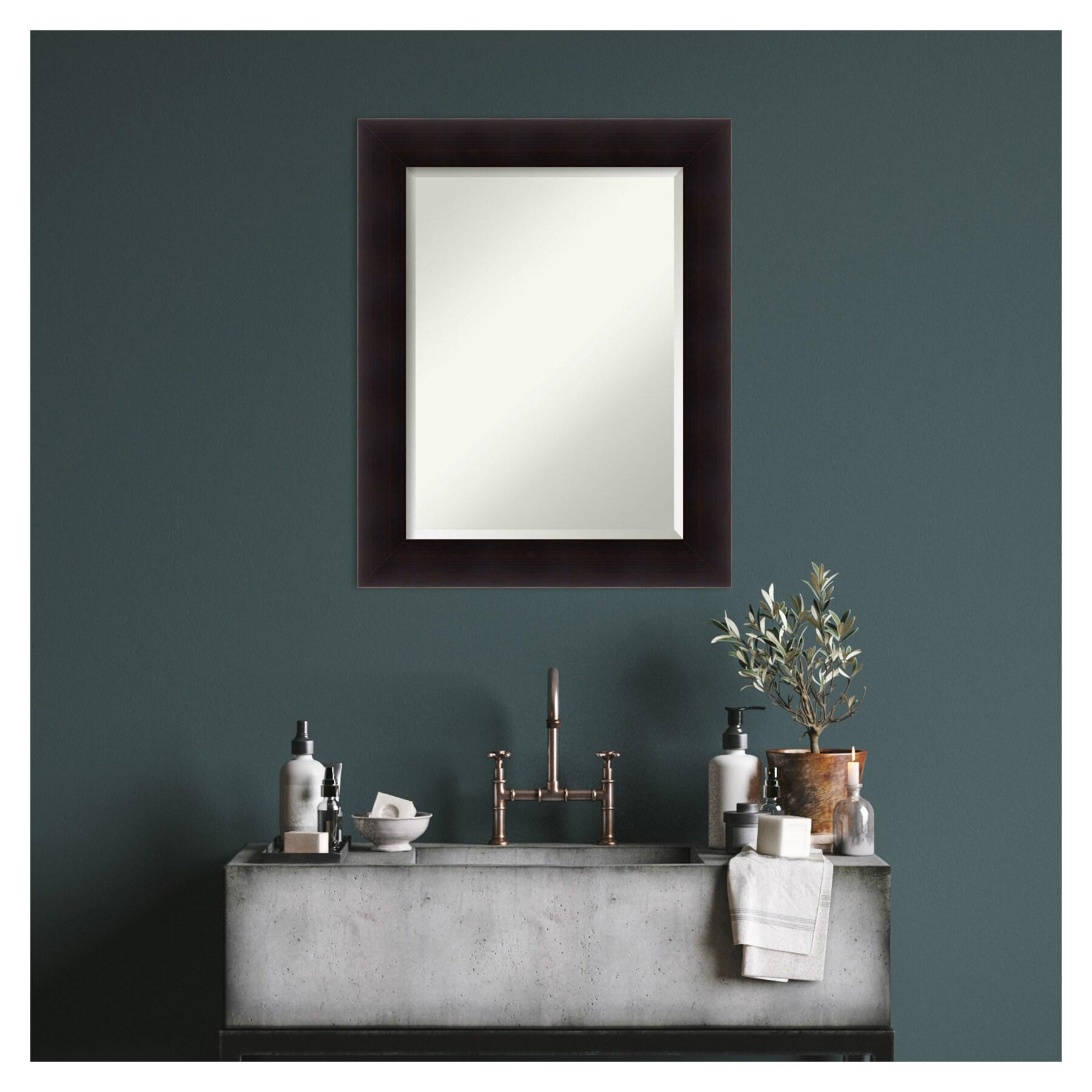 Amanti Art Beveled Wood Bathroom Wall Mirror - Portico Espresso Frame Outer Size: 24 x 30 in