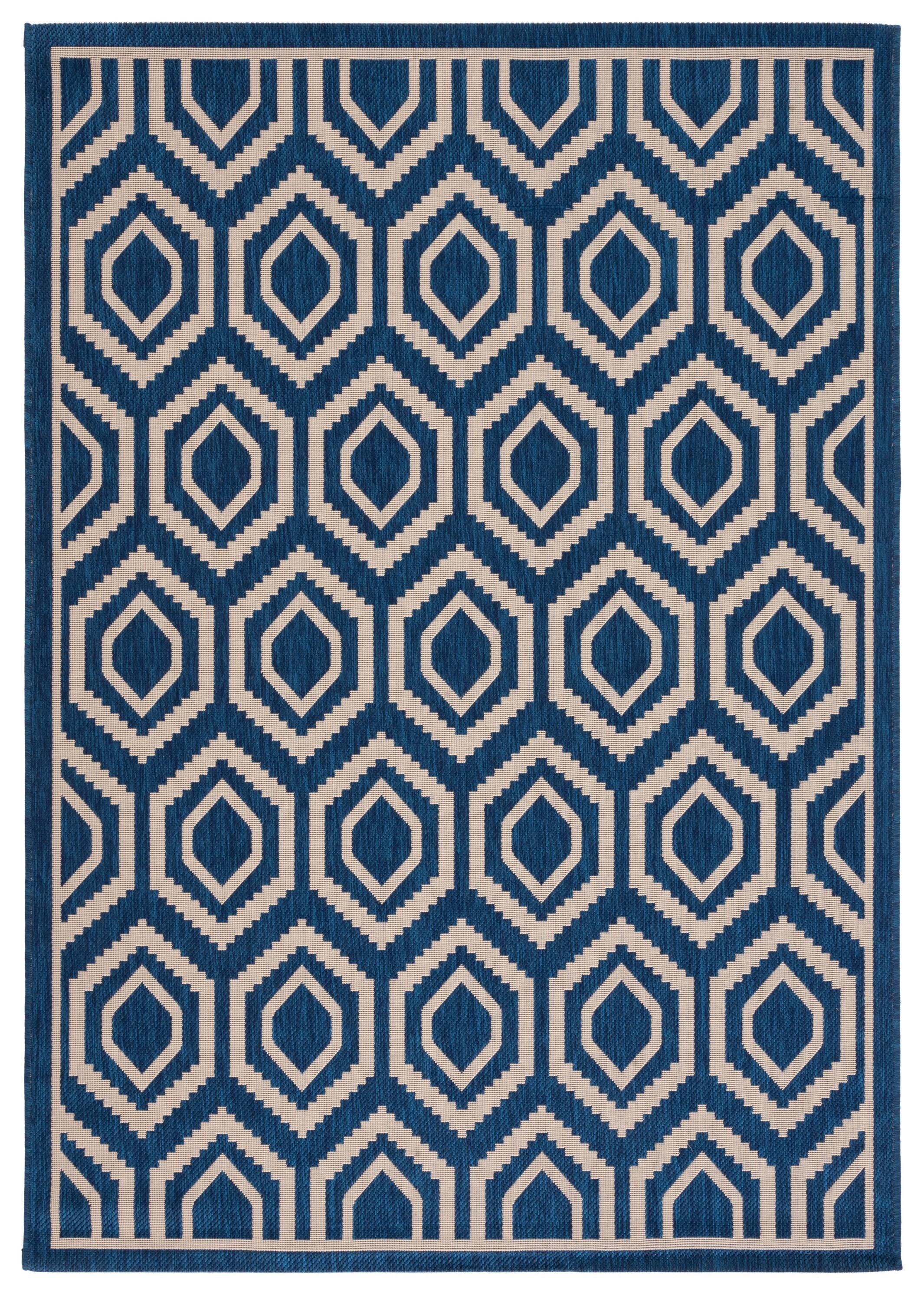 Courtyard CY6902 Power Loomed Indoor and Outdoor Area Rug - Navy/Beige - 9'x12' - Safavieh