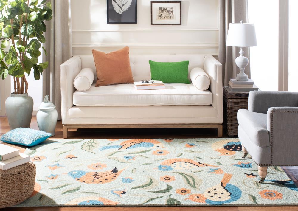 Blossom BLM676 Hand Hooked Area Rug - Sage/Multi - 6'x6' - Safavieh.