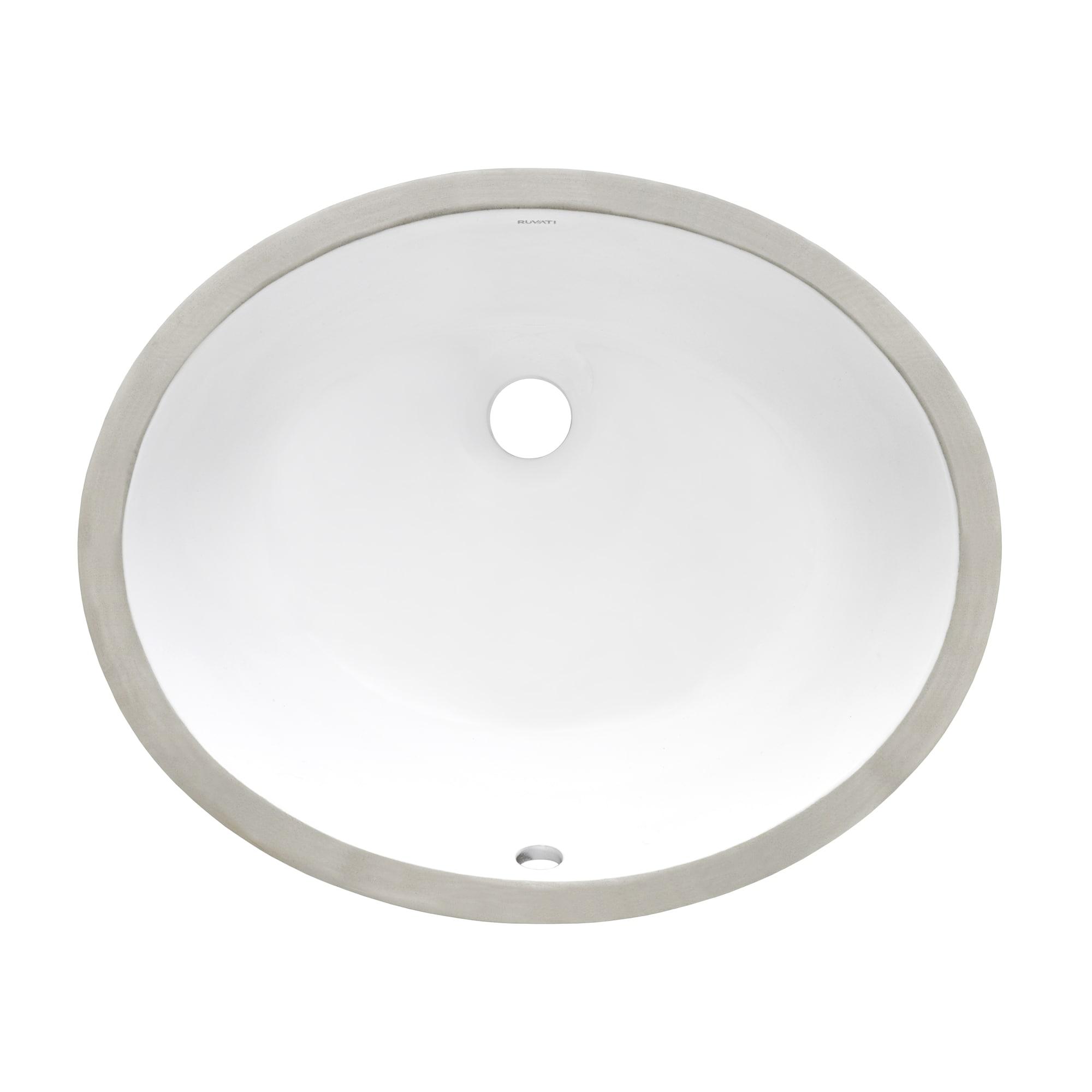 Ruvati inch Undermount Bathroom Vanity Sink White Oval Porcelain Ceramic with Overflow