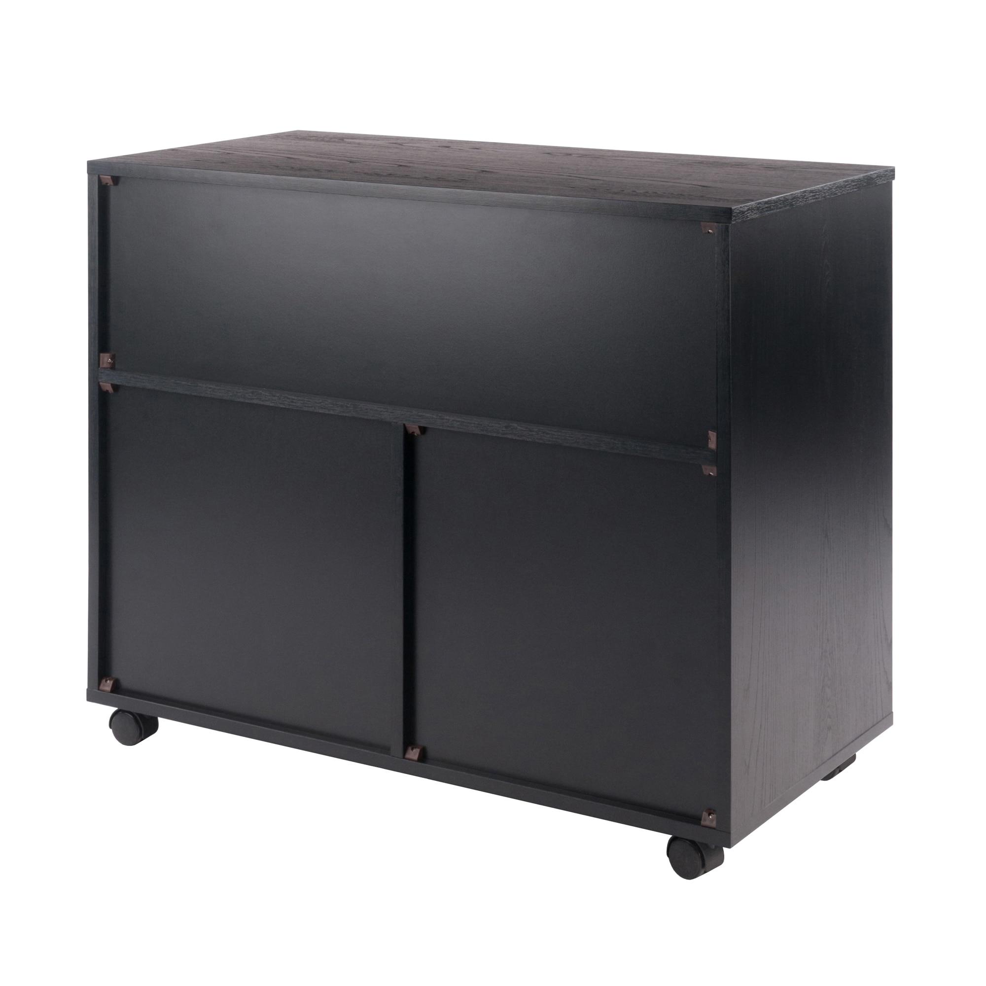 Halifax 3 Section Mobile Storage Cabinet Black - Winsome: MDF Wood Composite, 5 Drawers, 1 Door