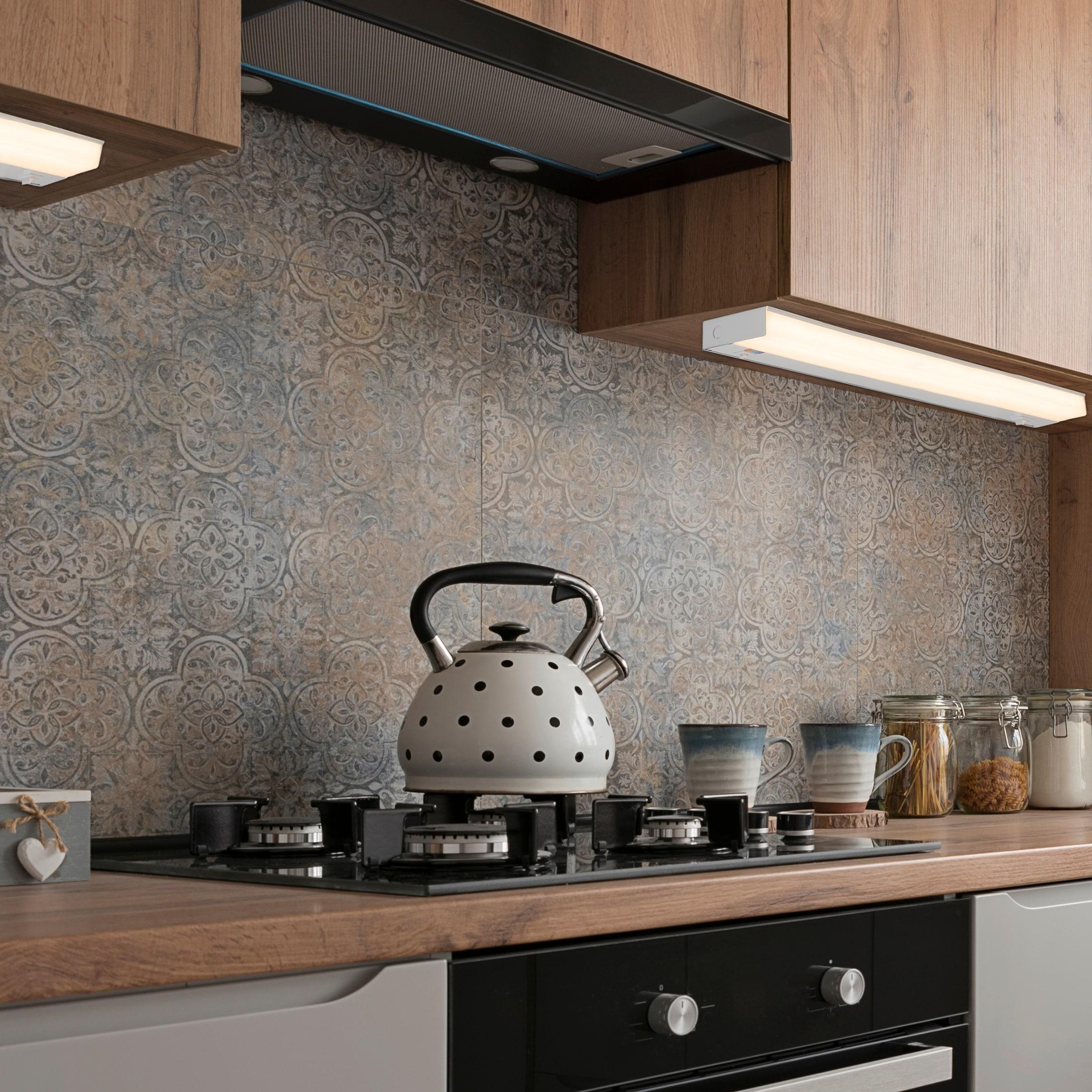 Maxxima 18 in. Hardwired LED Under Cabinet Light - 750 Lumens, 5 CCT, Color Temperature Slide Control, 2700K - 5000K, Kitchen and Indoor Lighting Fixture, White, On/Off Switch, ETL Listed