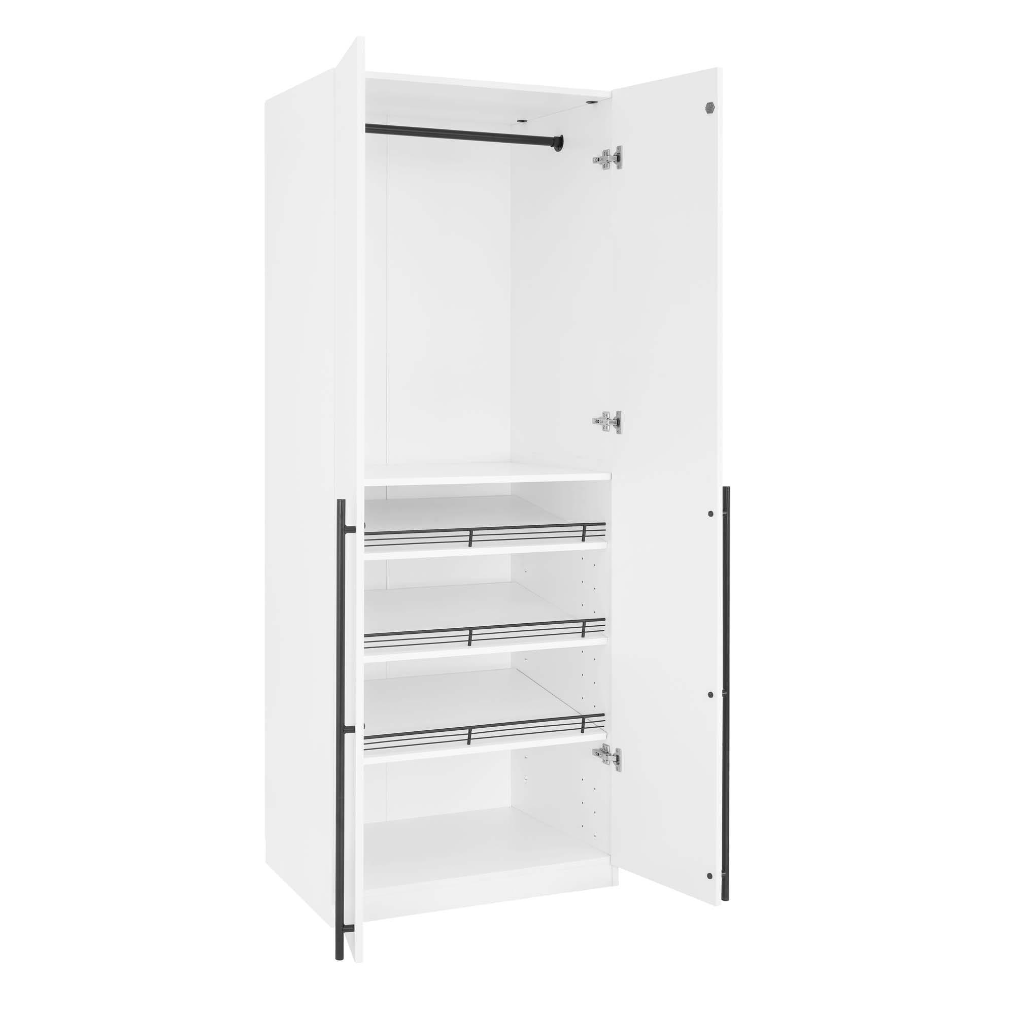 Manhattan Comfort 2pc Lee 4 Door and 8 Shelf Module Wardrobe White: Modern Storage, MDF, Metal Hardware