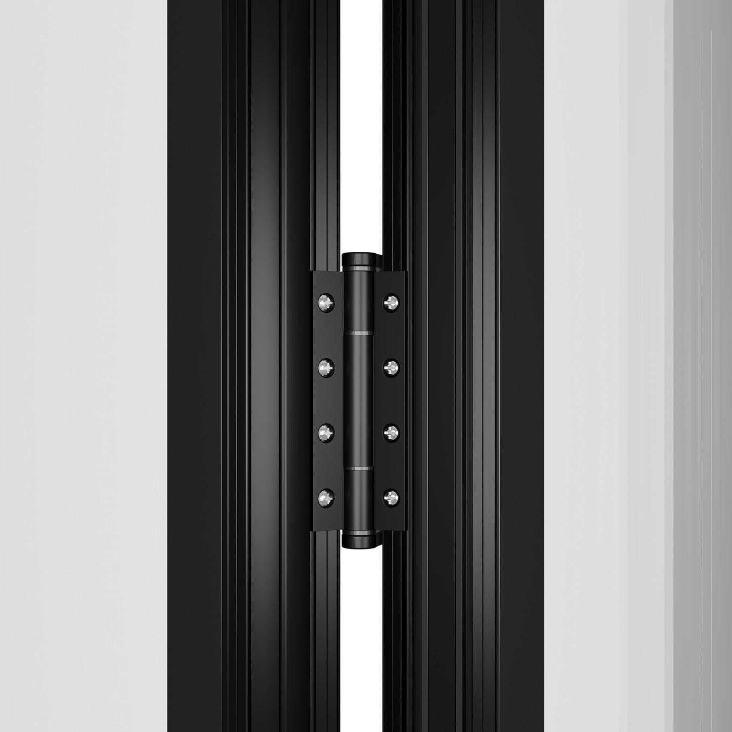 KaMic KaMic 96" inch - 3 Panels Glass Aluminum Folding Door In Black