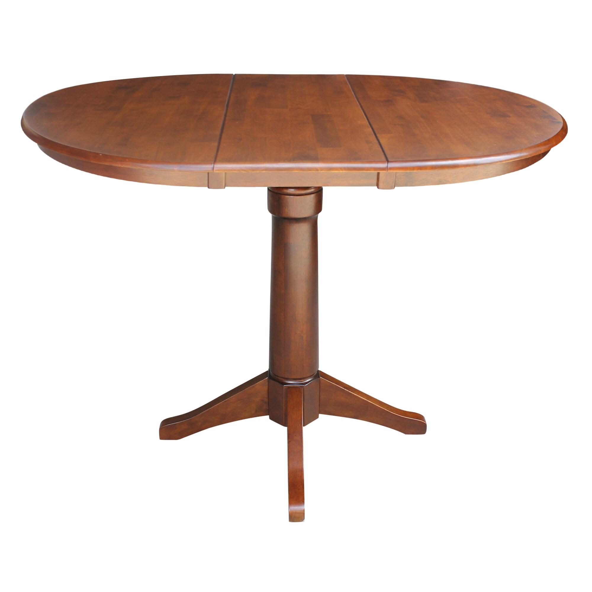 International Concepts 36" Magnolia Round Top Counter Height Dining Table with 12" Leaf Espresso: Hardwood Pedestal Base, Seats 4