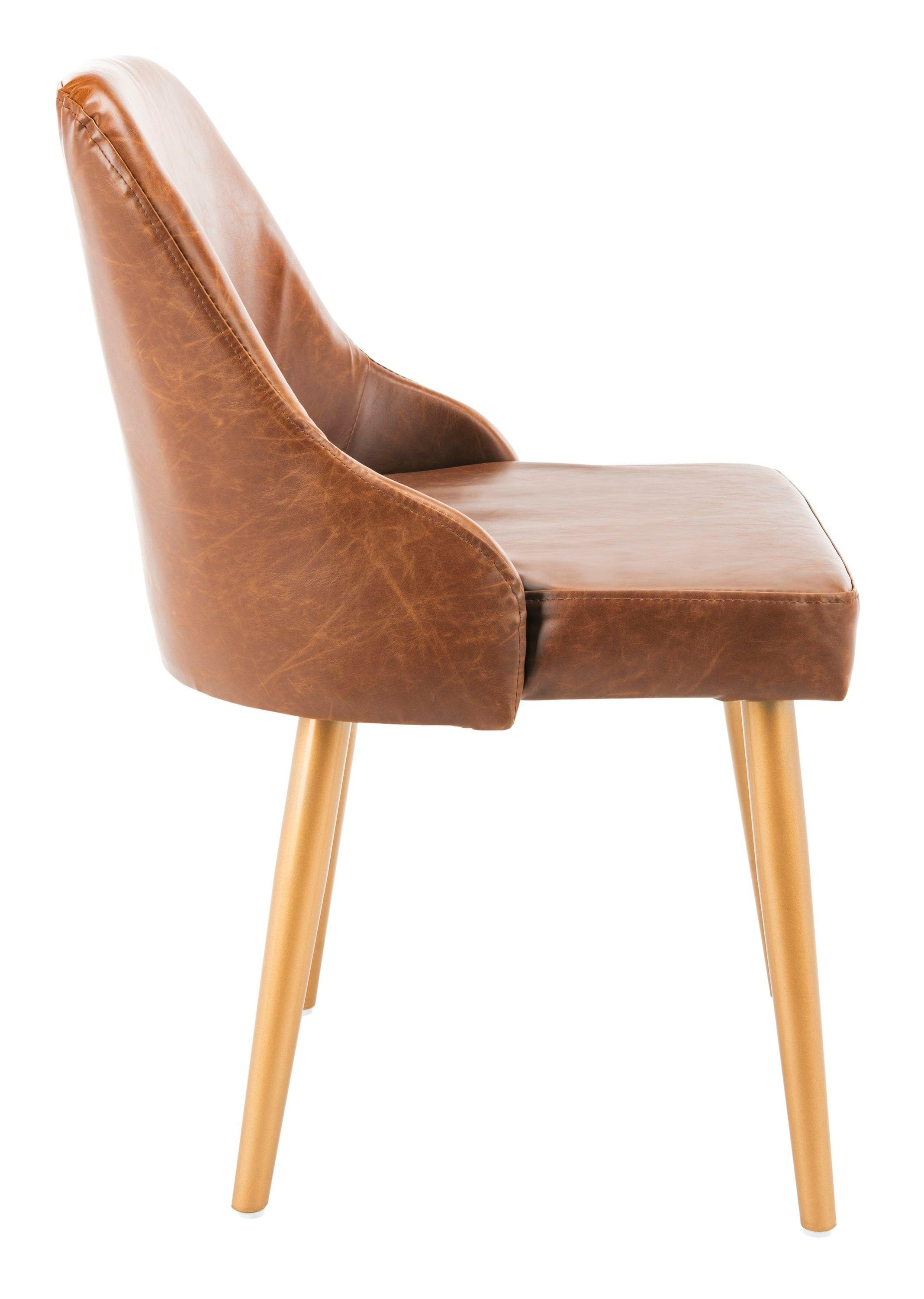 Lulu Upholstered Dining Chair (Set of 2) - Light Brown/Gold - Safavieh