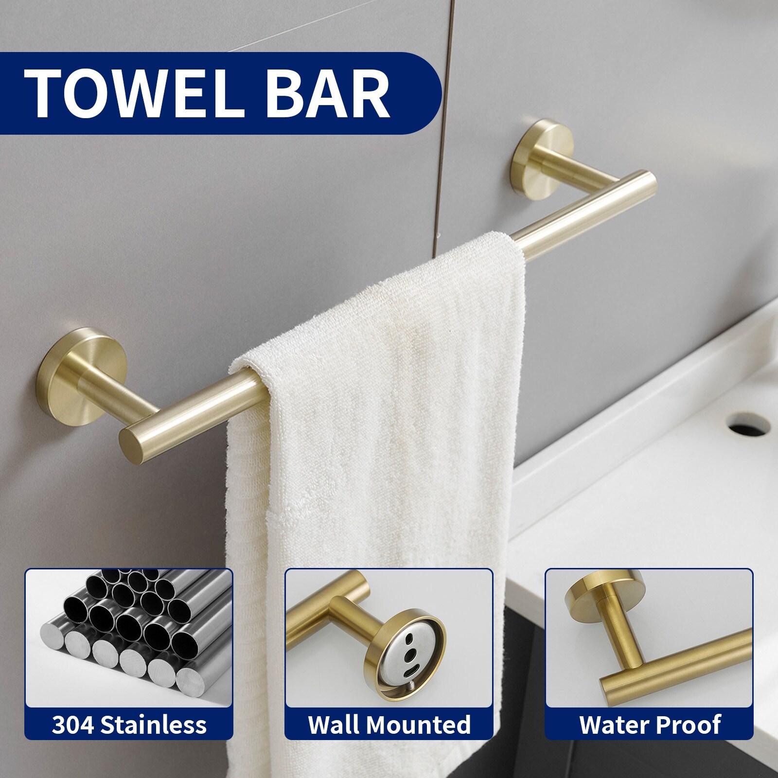 BWE 4-Piece Bath Hardware Set with Towel Hook and Toilet Paper Holder and Towel Bar Wall Mount