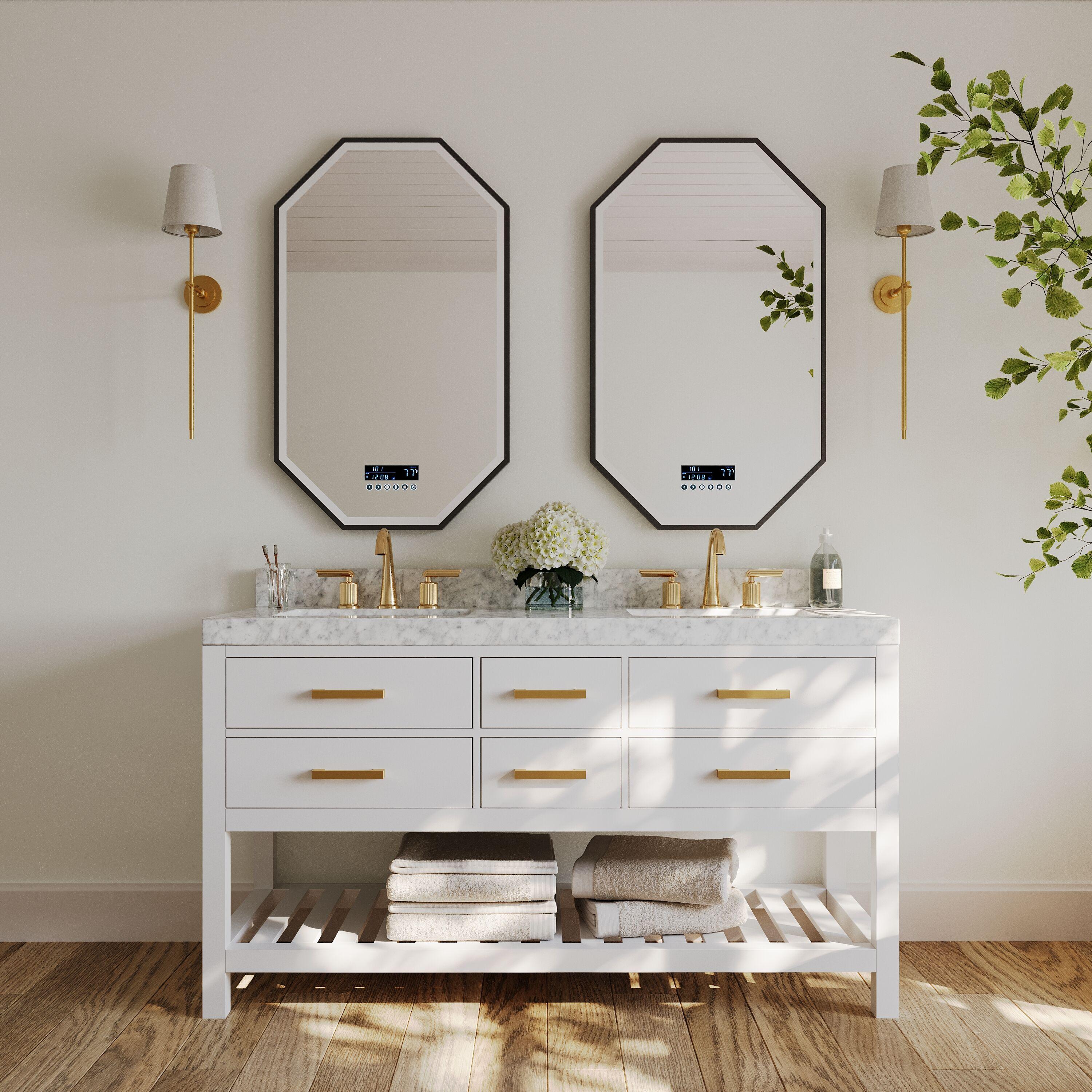 Ancerre Designs Elizabeth 60" Bathroom Vanity Set with Gold Hardware in White