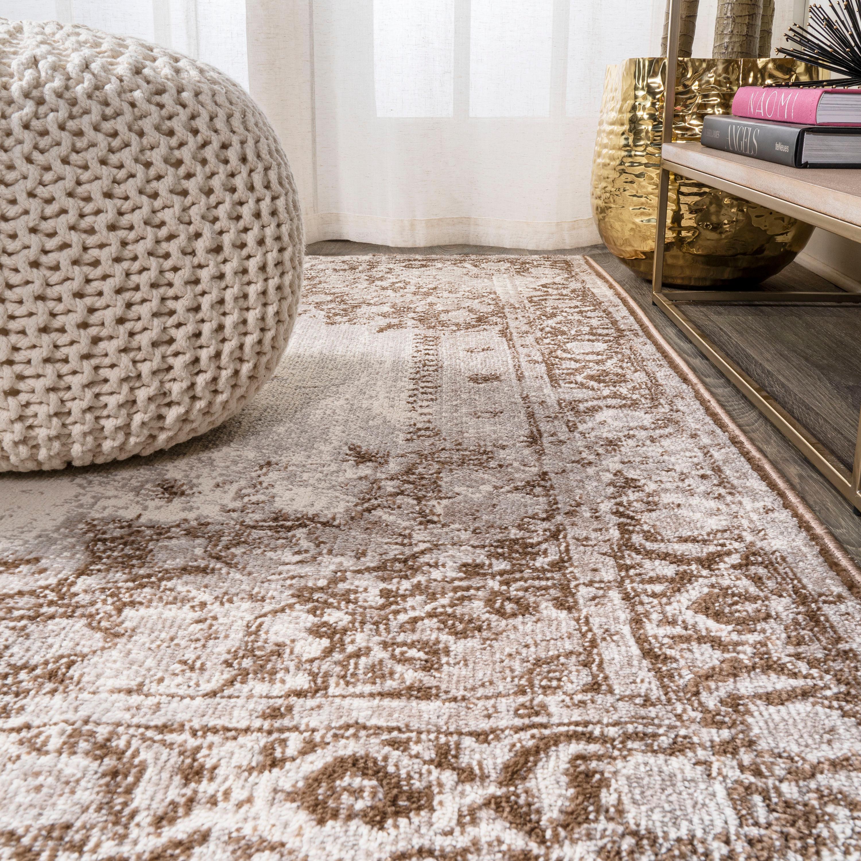 2'x8' Rosalia Cottage Medallion Runner Rug, Brown/Cream - JONATHAN Y