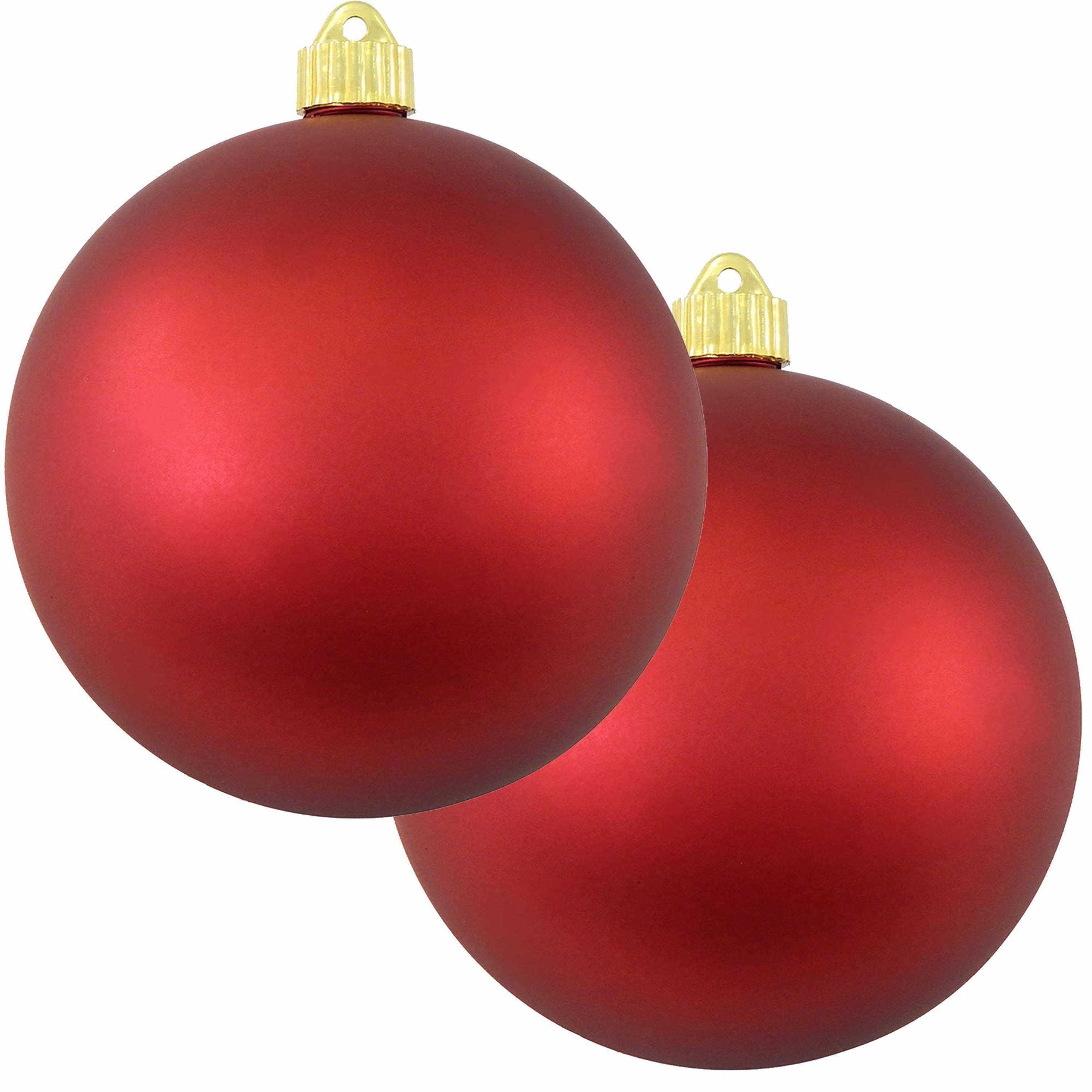 Christmas By Krebs 6" (150mm) Velvet Red Alert [2 Pieces] Extra Large Solid Oversized Huge Big Outdoor Plastic, UV Ball Ornament Hanging Tree Decorations