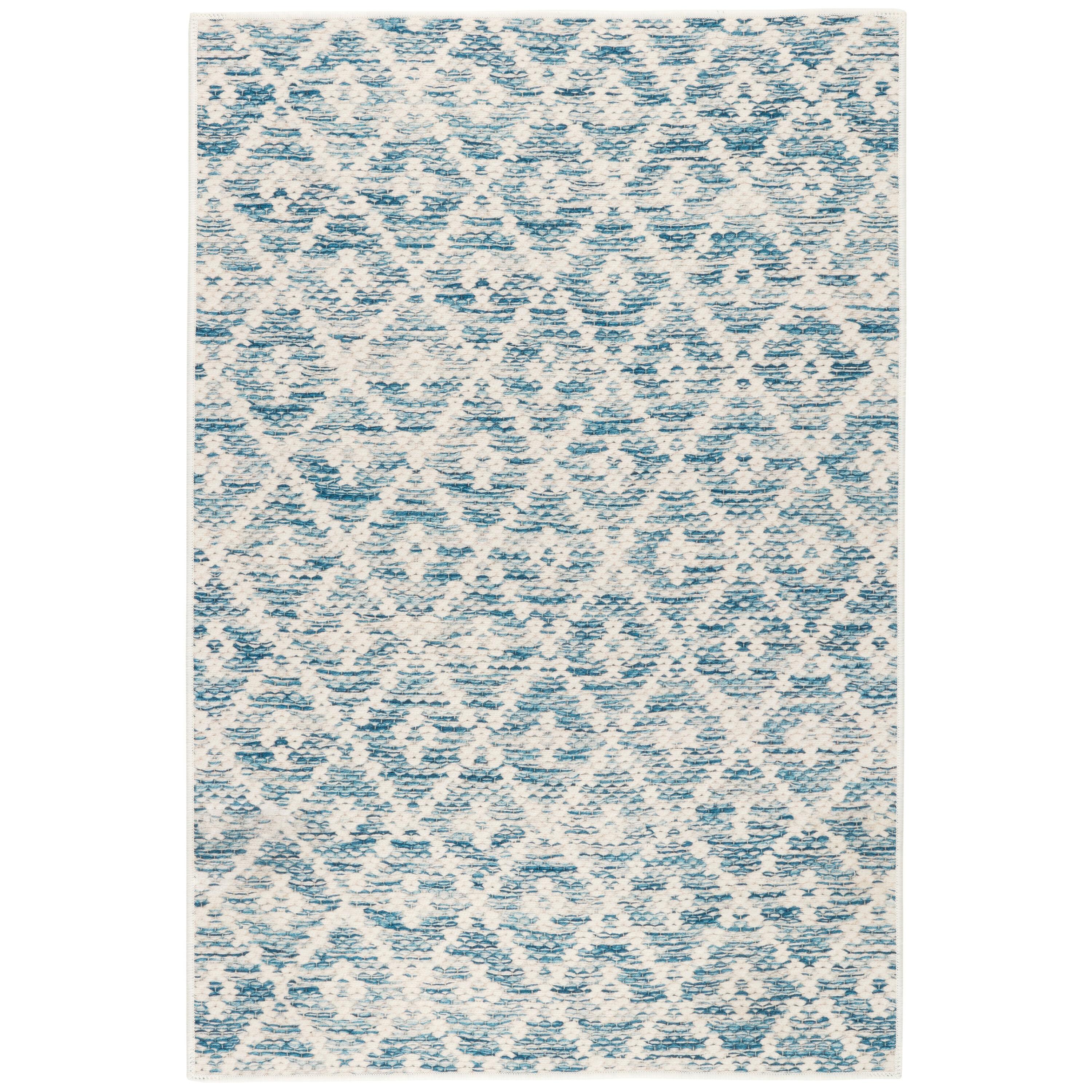 Melange Diamond Blue Machine Washable Rug