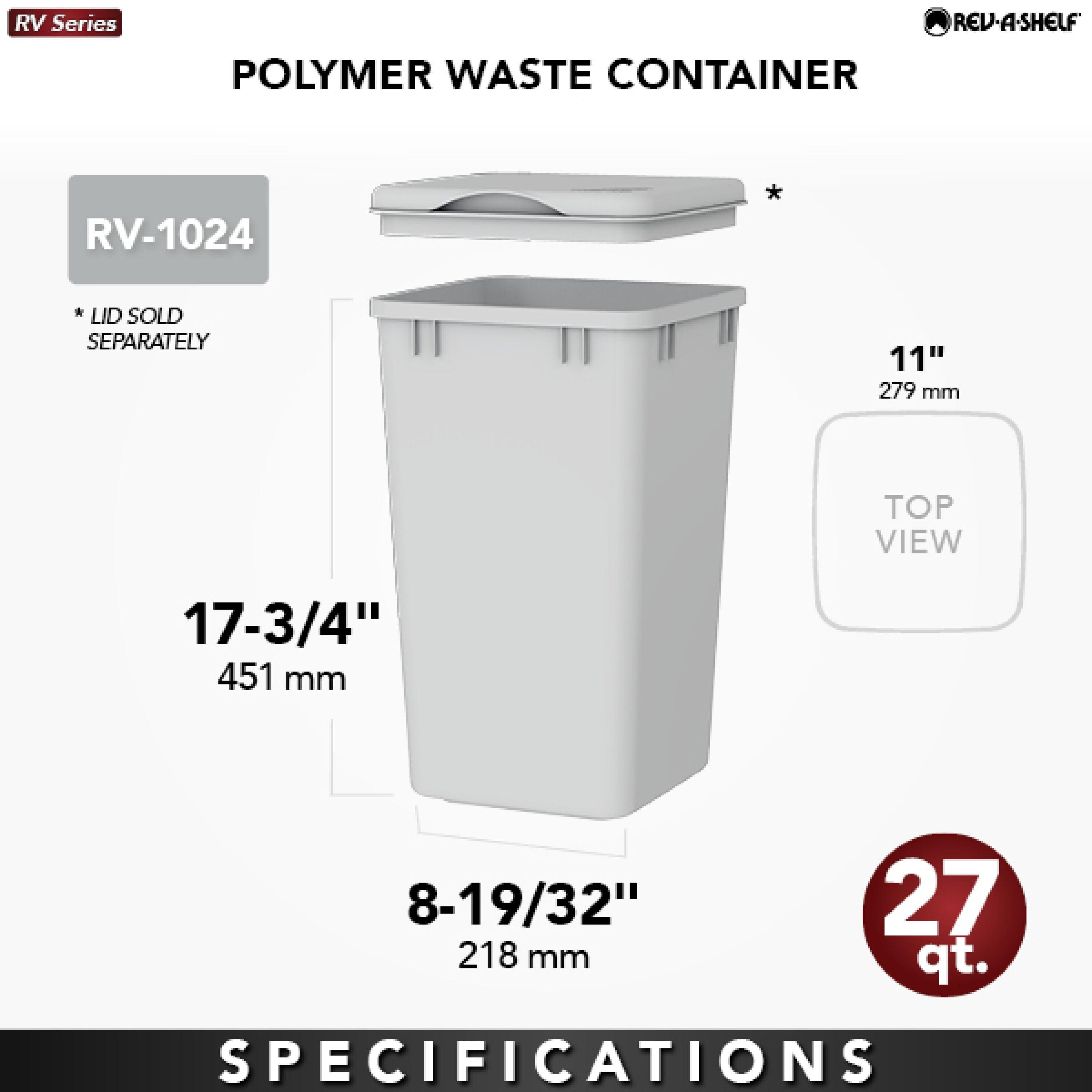 Rev-A-Shelf 27 Quart Polymer Replacement Waste/Trash Container for Rev-A-Shelf Pull Outs