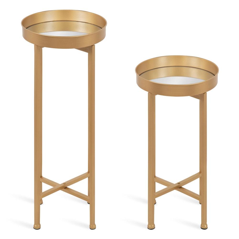Kate and Laurel Celia Round Metal Nesting Table, 2 Piece, Gold
