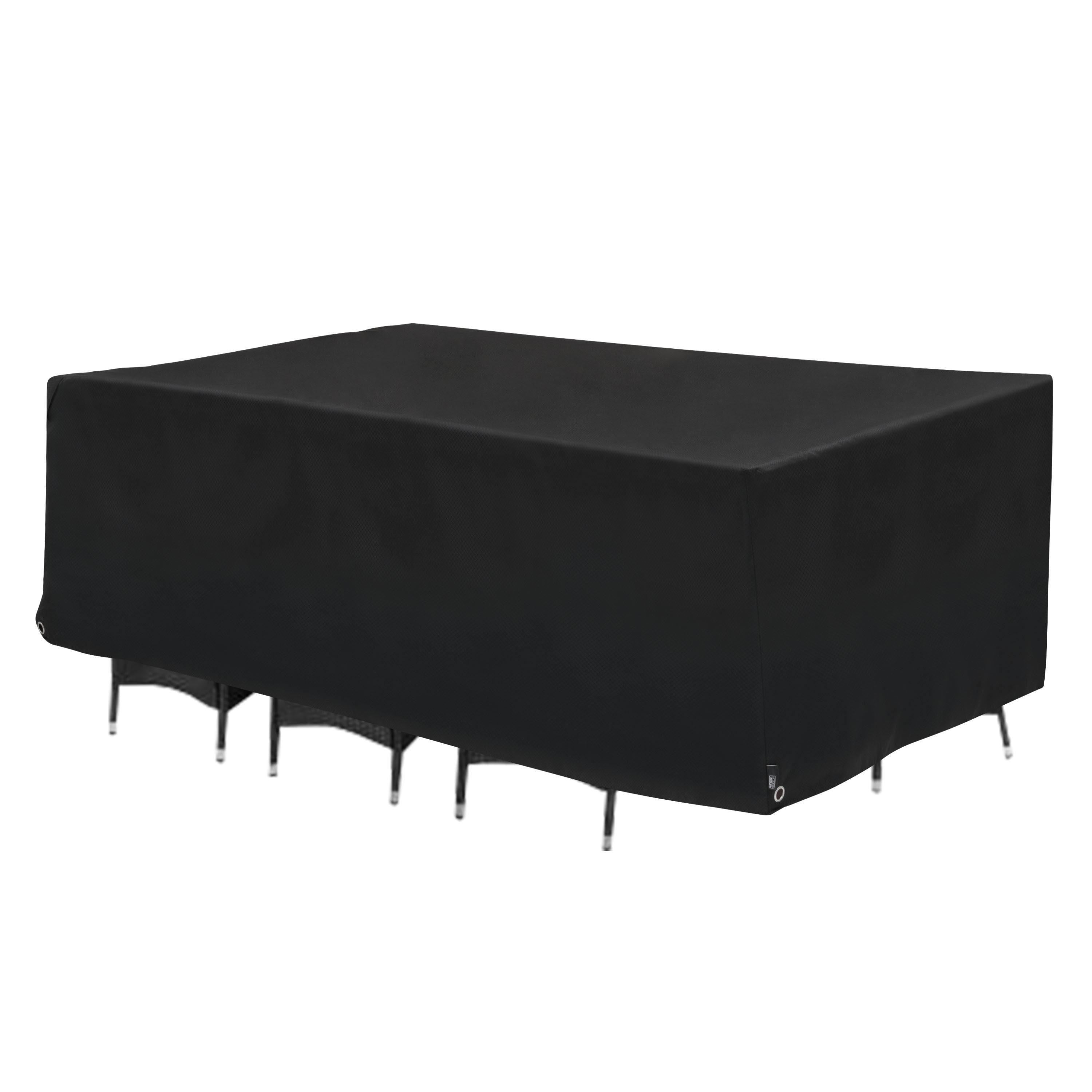 Black Polyester Waterproof Patio Table and Chair Set Cover