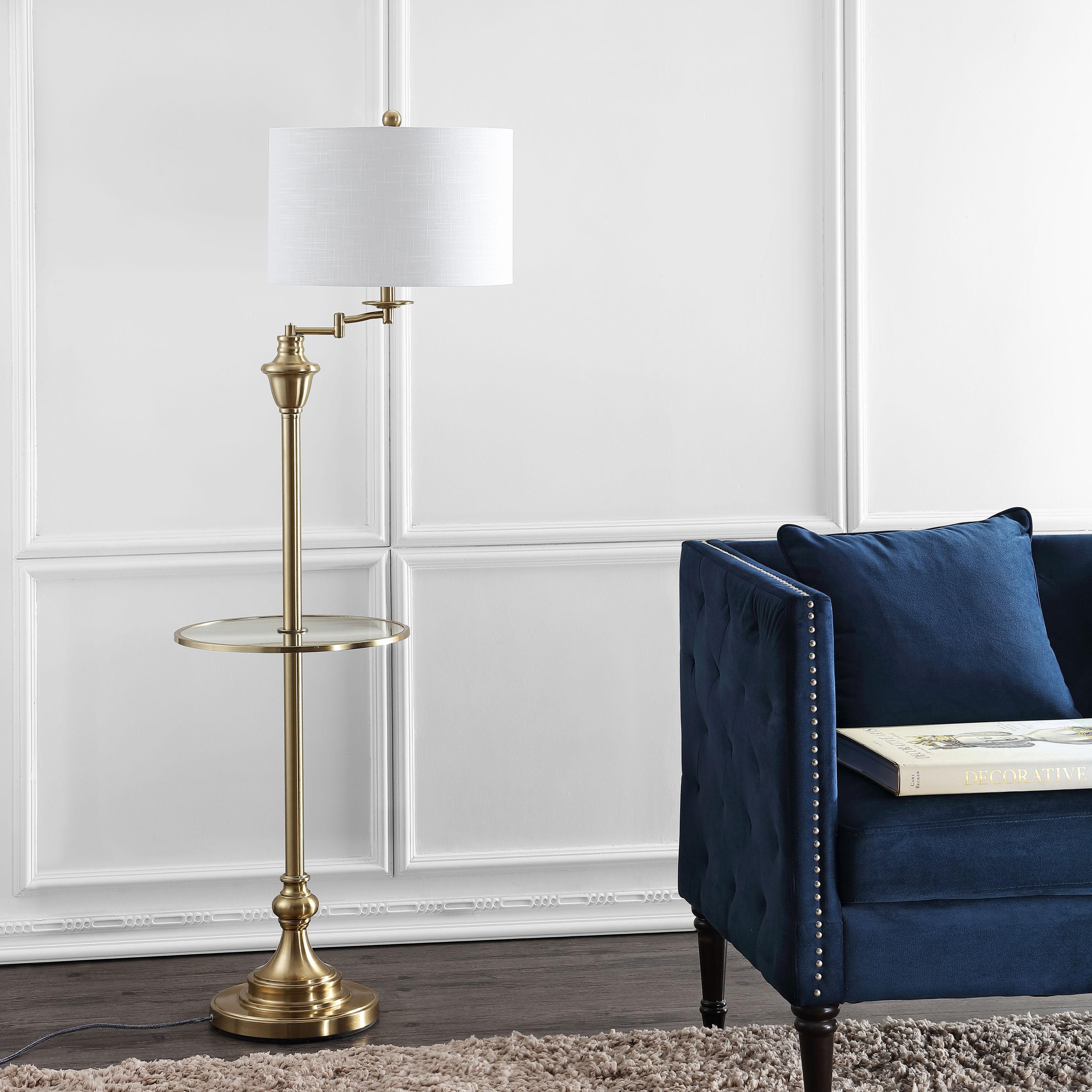 Rephen 60'' Black LED Swing Arm Floor Lamp with USB