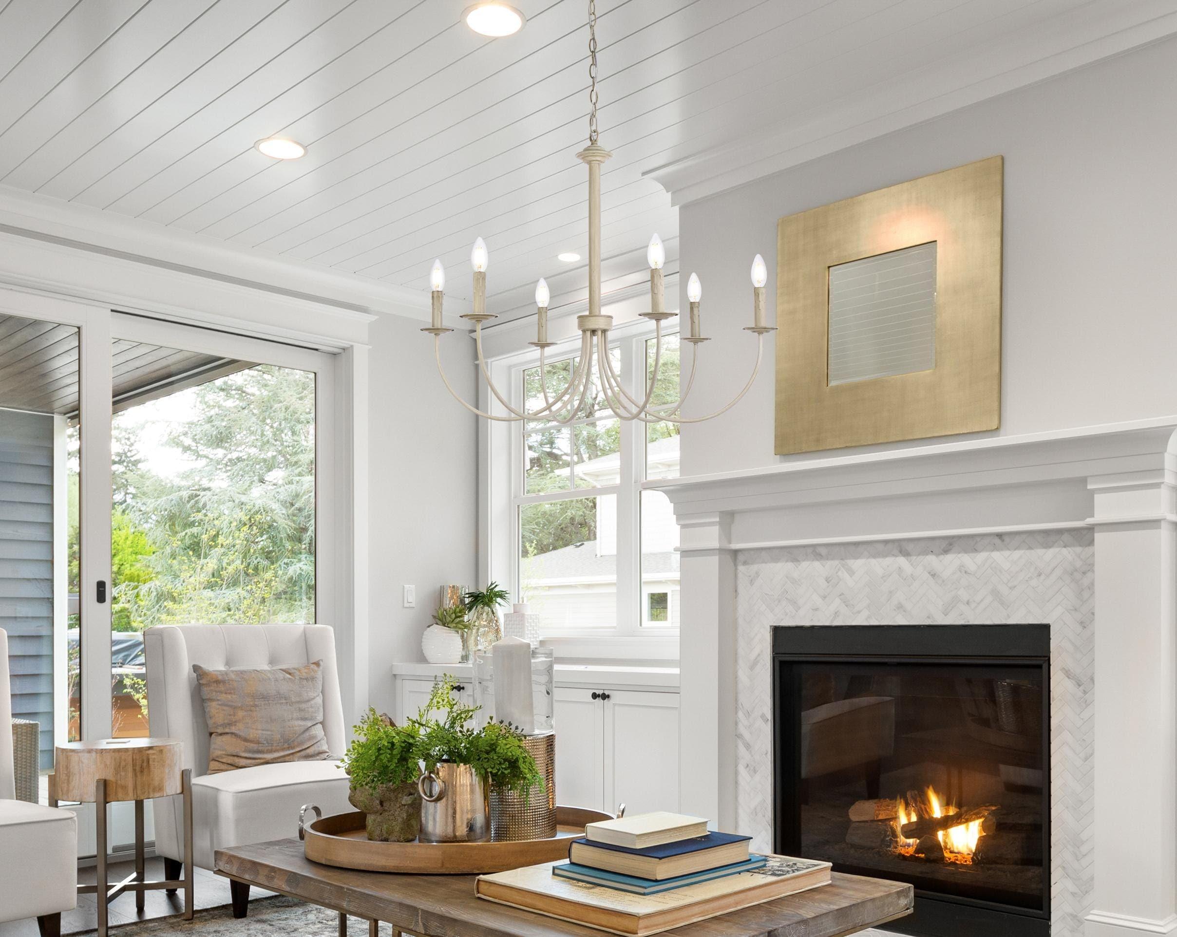Brielle 6 lights pendant in weathered dove