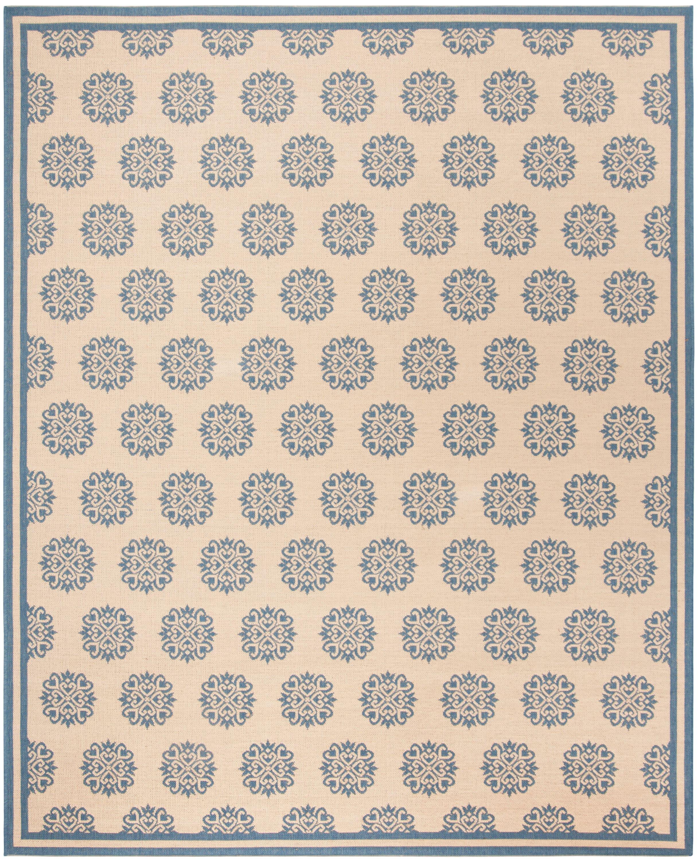 SAFAVIEH Beach House Callahan Geometric Indoor/Outdoor Area Rug Blue/Cream, 7'10" x 10'