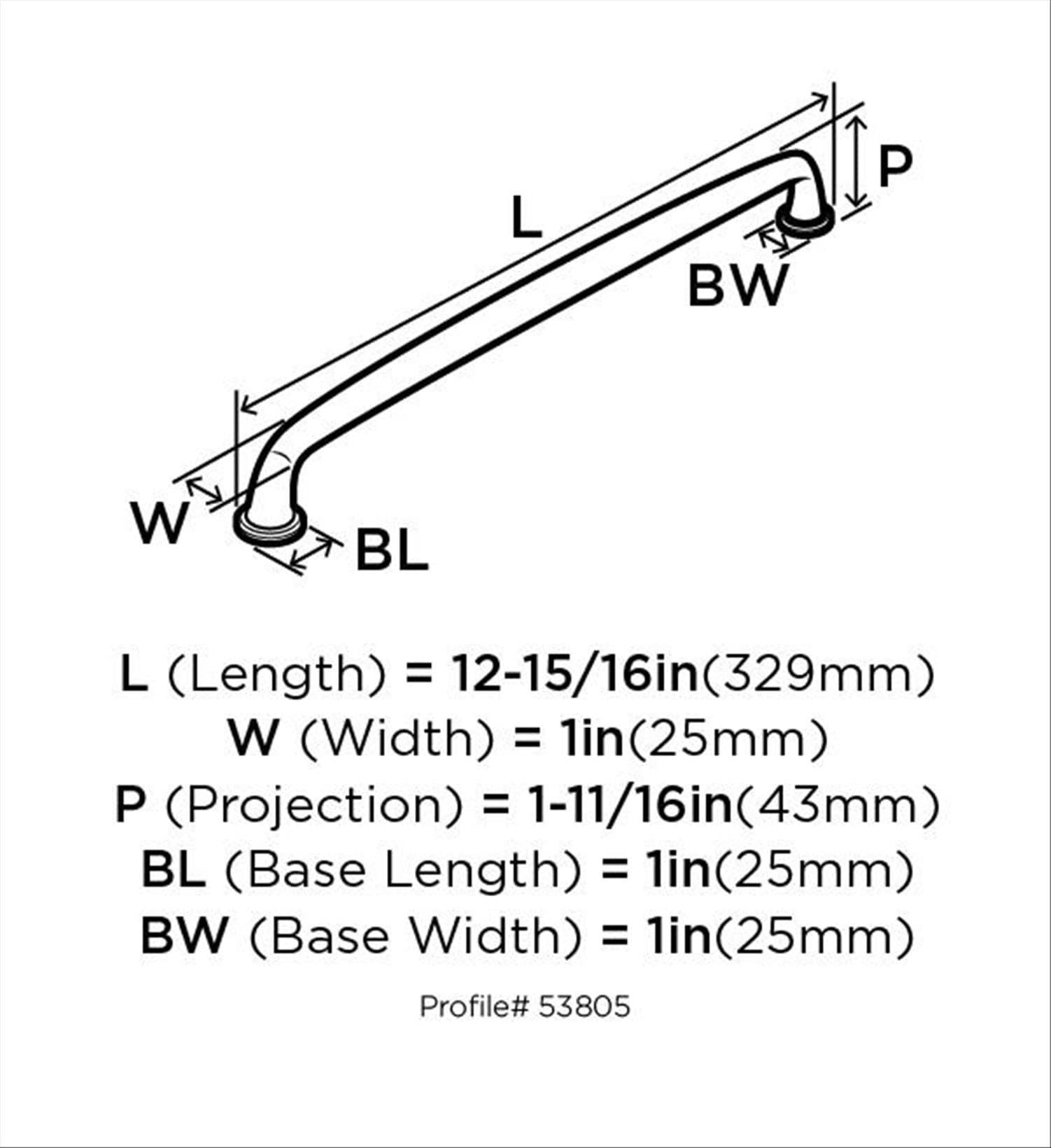 Amerock Kane 12 inch (305mm) Center-to-Center Satin Nickel Appliance Pull