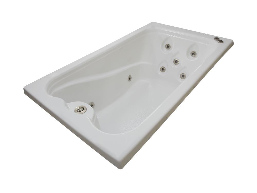 66 In. X 36 In. Elite Series Drop in Whirlpool Acrylic Bathtub with Reversible Drain in White