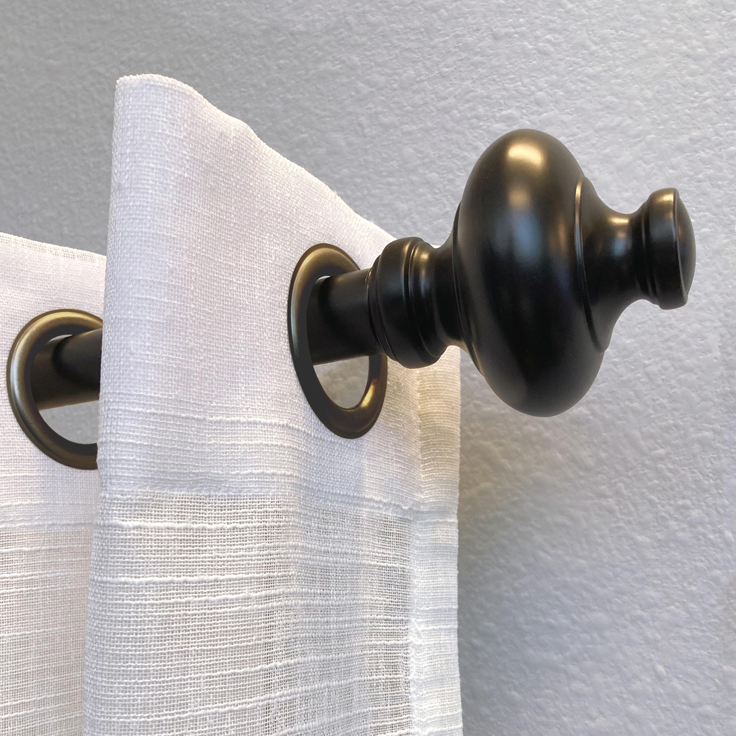 Cardiff 36-72 Inch Adjustable Black Metal Curtain Rod Set