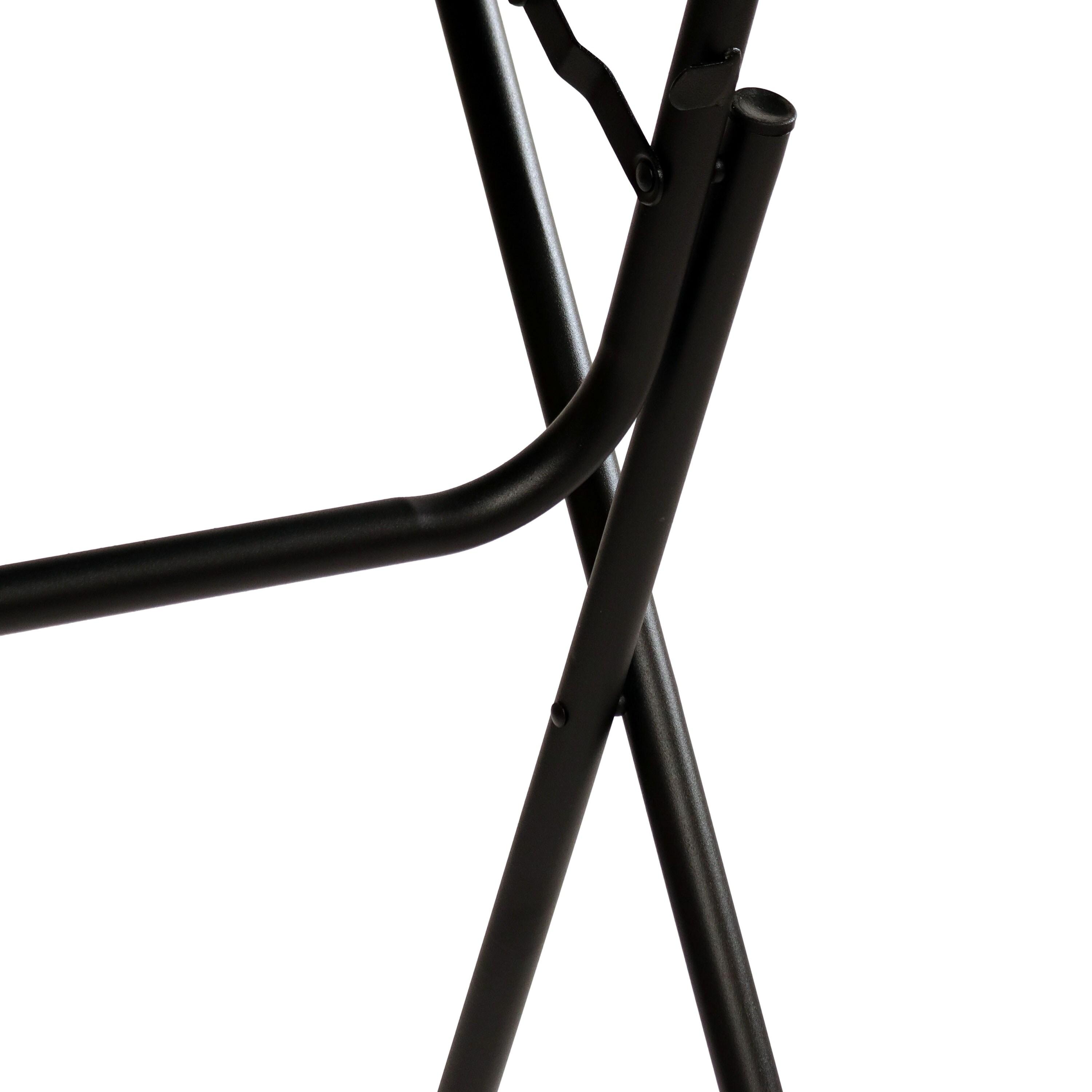 Sunnydaze Outdoor Folding Round Patio Bar-Height Table with Iron Legs and Plastic Top - 31.75" - Gray