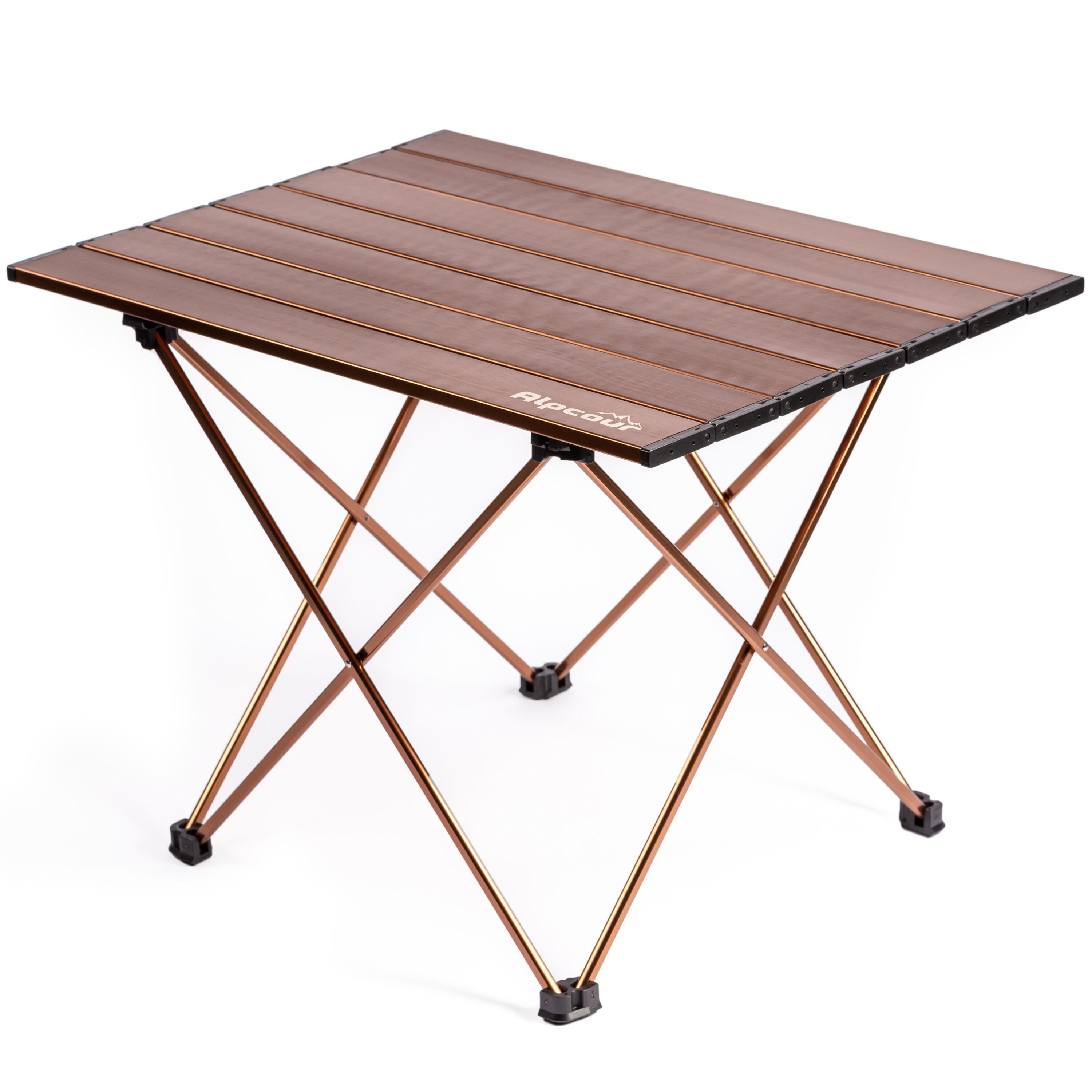 Alpcour Compact Folding Camping Table - Lightweight Aluminum Portable Side Table - Medium