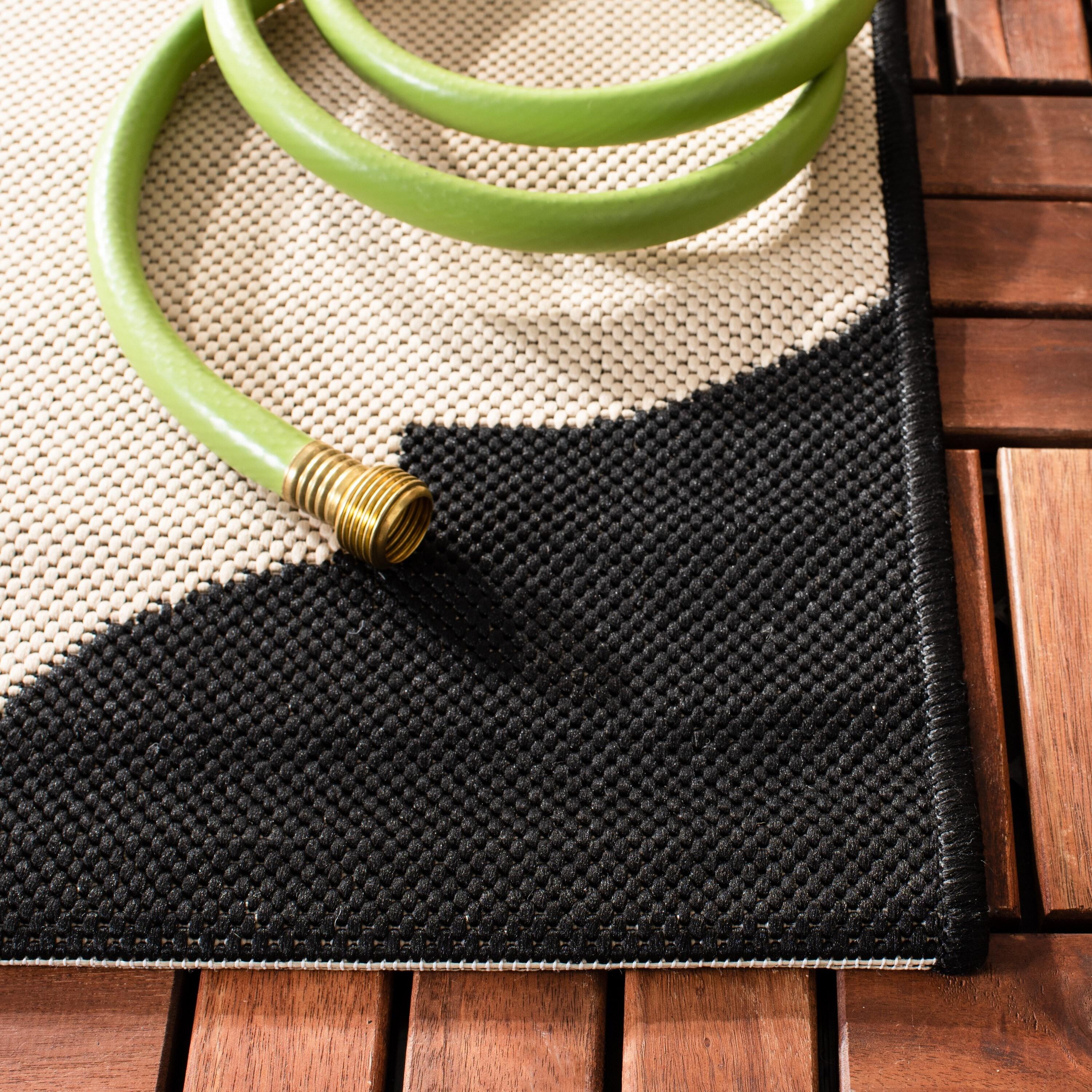 Courtyard CY6162 Power Loomed Indoor and Outdoor Area Rug - Beige/Black - 5'3"x7'7" - Safavieh