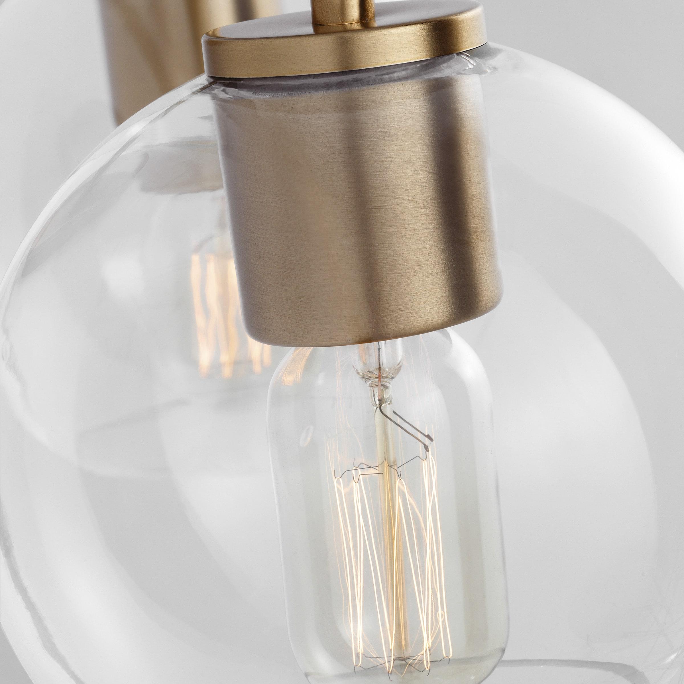 Orley 17.5 in. 2-Light Satin Brass Modern Industrial Wall Bathroom Vanity Light with Clear Glass Shades