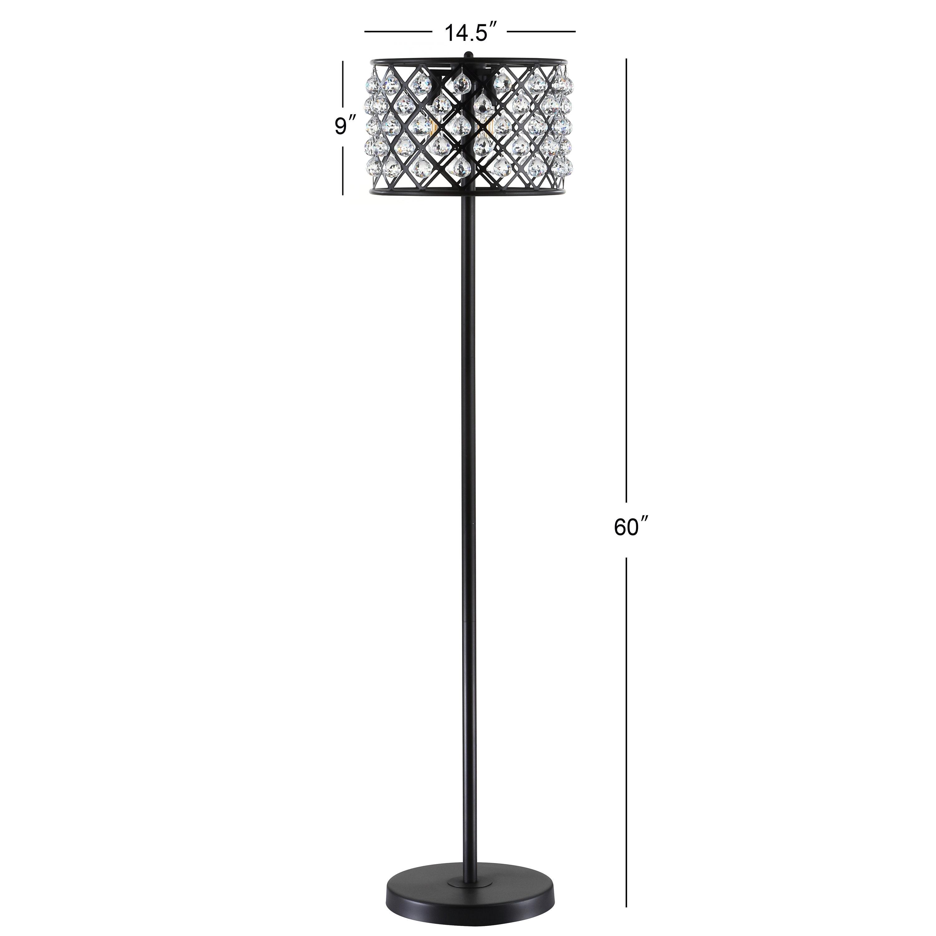 JONATHAN Y JYL9000B Elizabeth 60" Crystal/Metal LED Floor Lamp, Contemporary, Modern, Transitional, Elegant, Office, Living Room, Family Room, Dining Room, Bedroom, Hallway, Foyer, Bronze/Clear