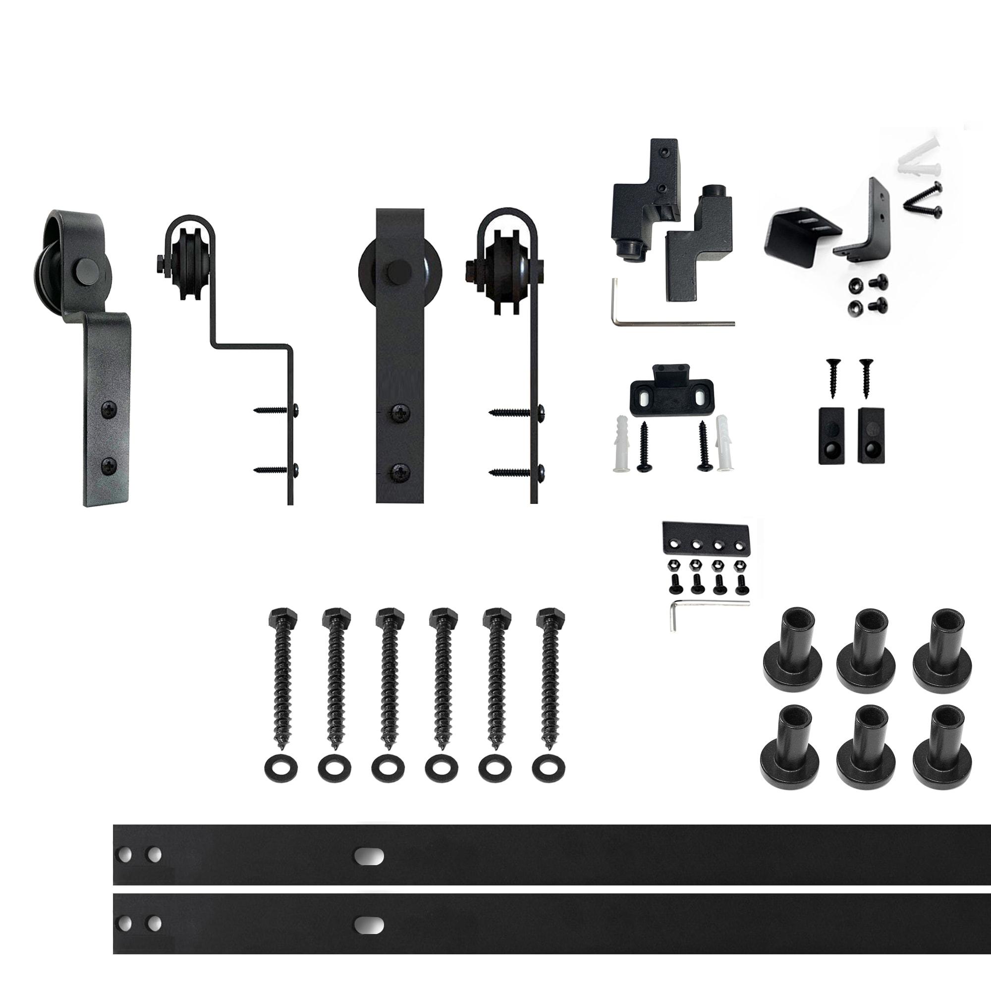 Homacer Mini Black Rustic Classic Design Single Track Bypass Two Door Hardware Kit For Cabinet Use