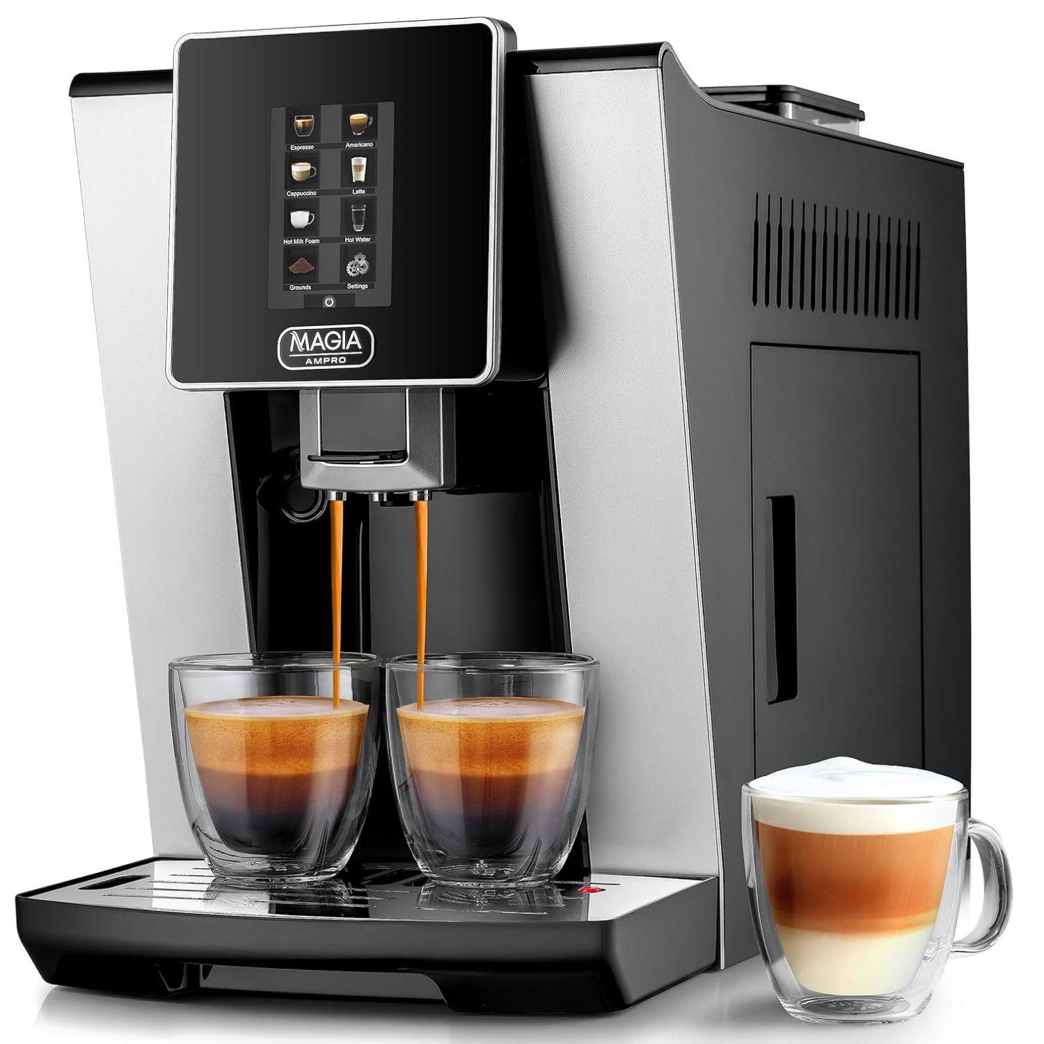 Magia AMPRO Automatic Espresso Machine with Grinder, Super Automatic Coffee Machine and Milk Frother by Zulay Kitchen