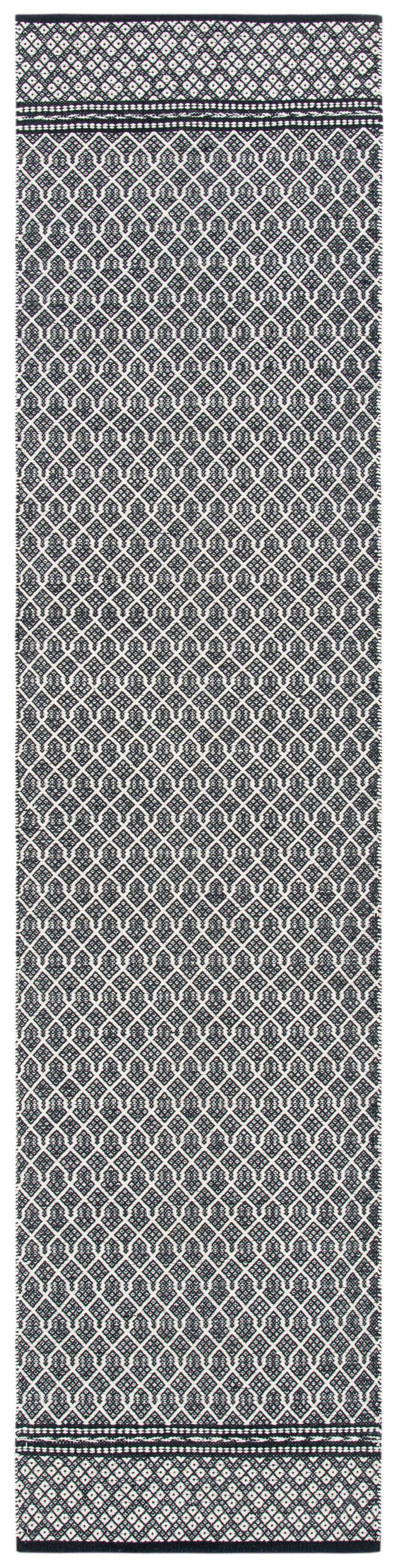 Kilim KLM703 Hand Woven Runner Rug - Black/Ivory - 2'3"x9' - Safavieh.