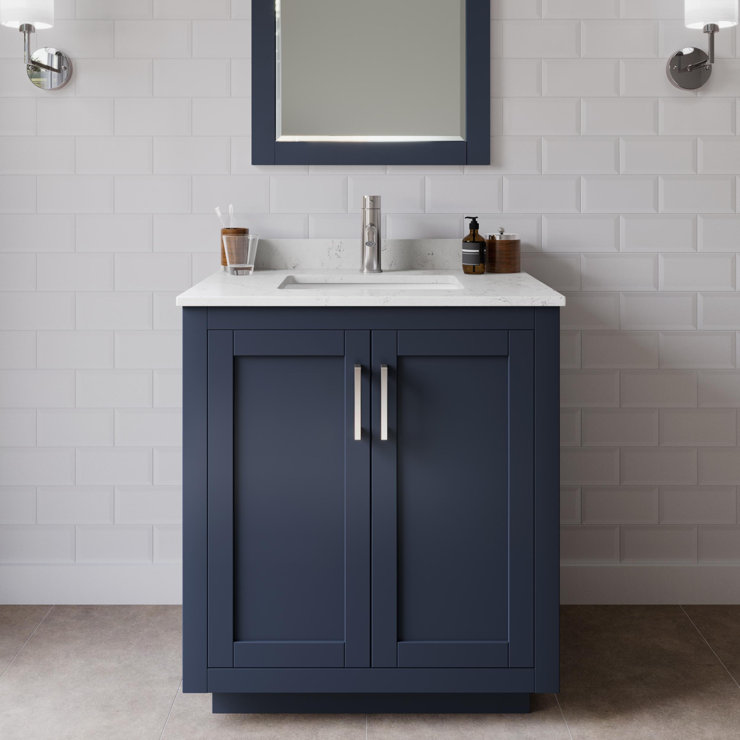 Wyndham Collection Miranda 30" Freestanding Single Bathroom Vanity with Cultured Marble Top