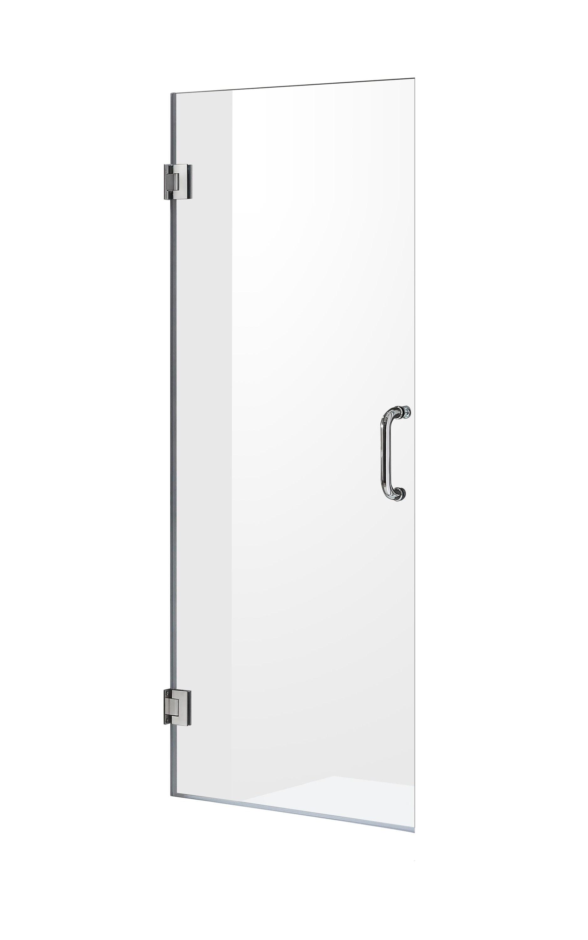 Passion 30" W x 72" H Hinged Frameless Shower Door with Tsunami Guard