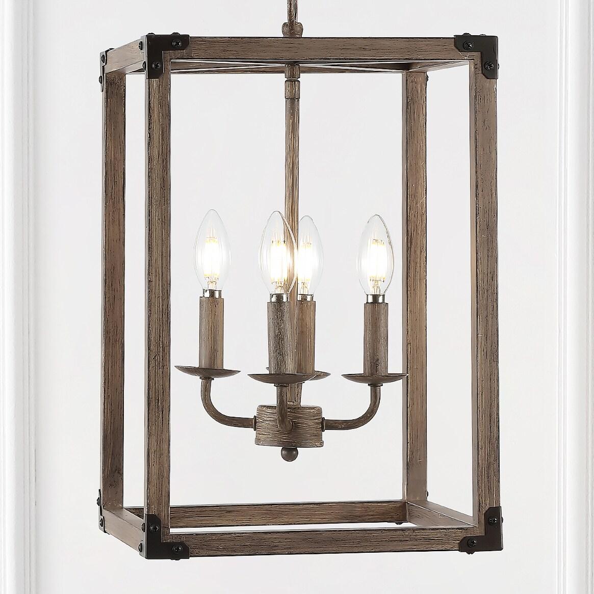 Magnolia 12.13" 4-Light Adjustable Iron Rustic Farmhouse LED Pendant, Brown